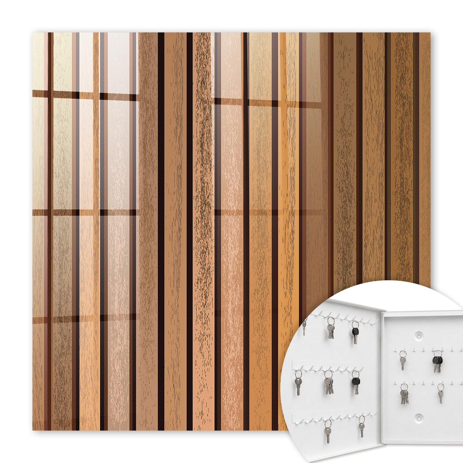 Armoire À Clés - (30 Cm X 30 Cm) - Boîte À Clés Murale - Coffret De Rangement Pour Clés - Couleur Blanche - Ouverture Vers La Gauche - Pour Maison Et Bureau - Lignes Chaudes