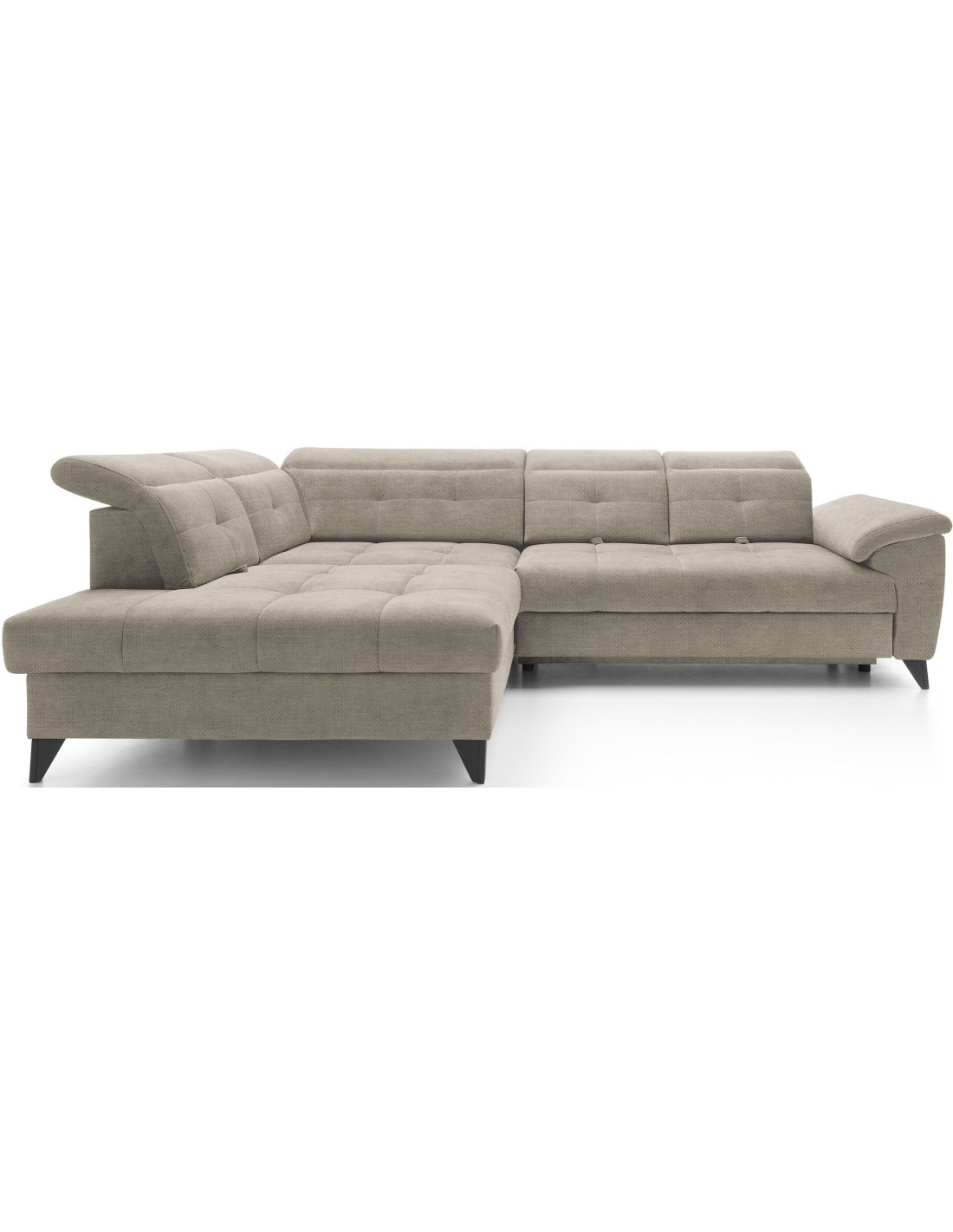 Canapé D'Angle Beige 5 Places Angle Gauche Ressorts Ondulés Inferno