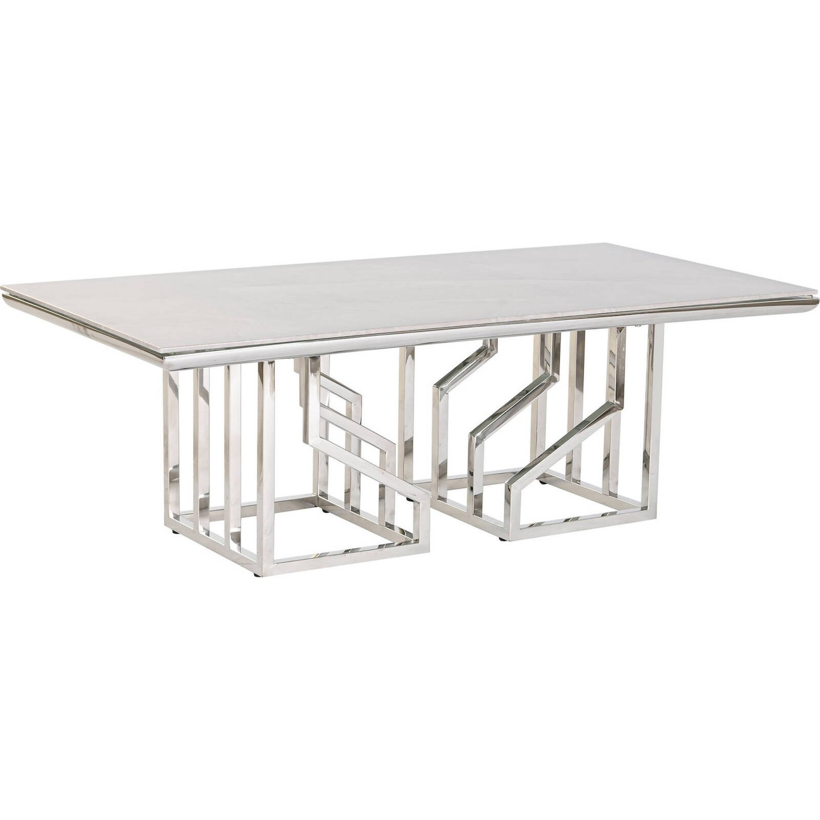 Table Basse Verre Effet Marbre Blanc Élégant - Blanc Effet Marbre Avec Touches Argentées