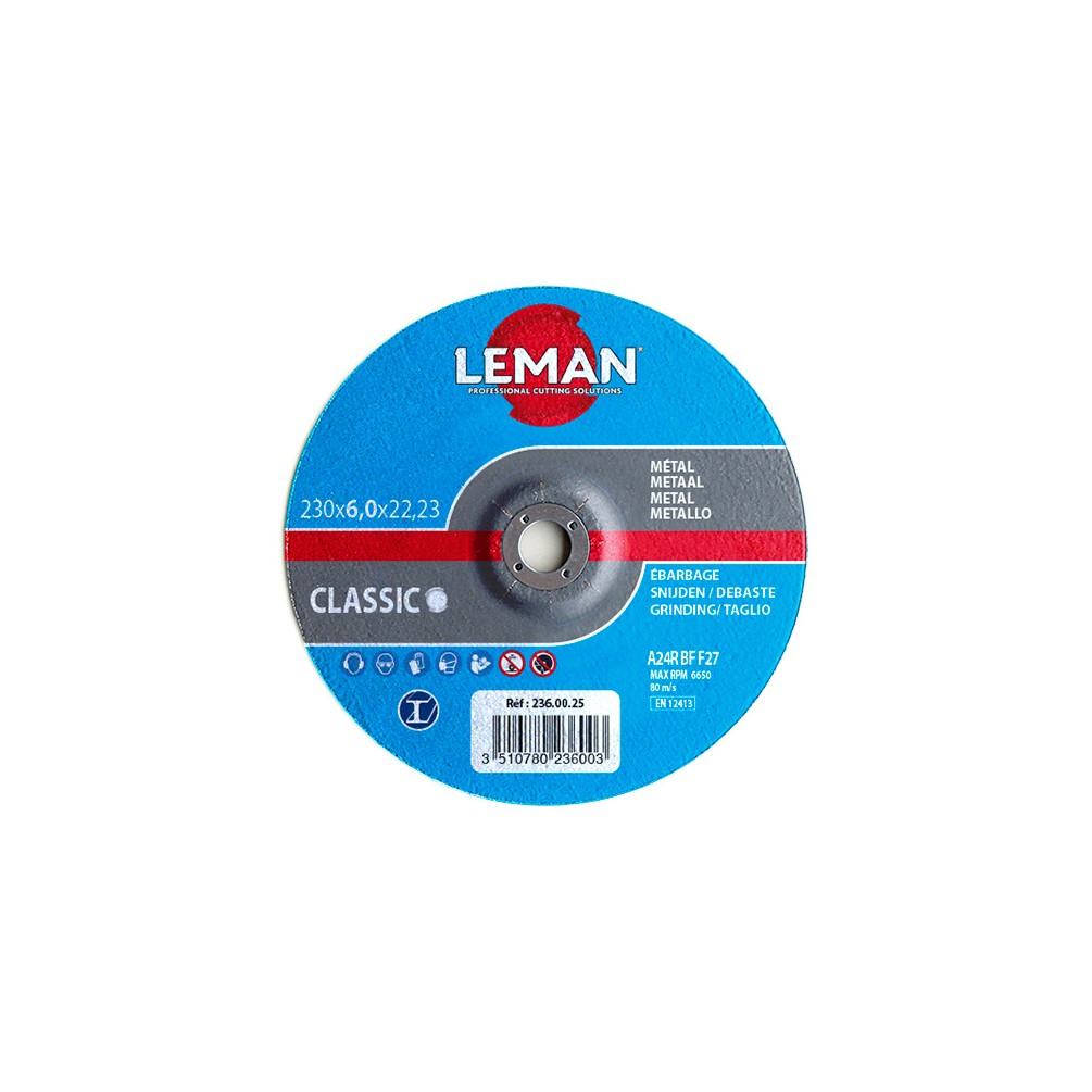 Disque À Ébarber Métal À Moyeu Déporté - D. 125 X Al. 22.23 X Ep. 6 Mm Leman 126.00.25