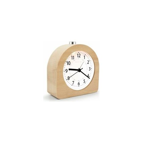 Réveil Analogique À Piles En Bois Clair - Fonction Snooze - Silencieux Sans Tic-tac - Alarme Sonore Croissante - Luminosité Intégrée