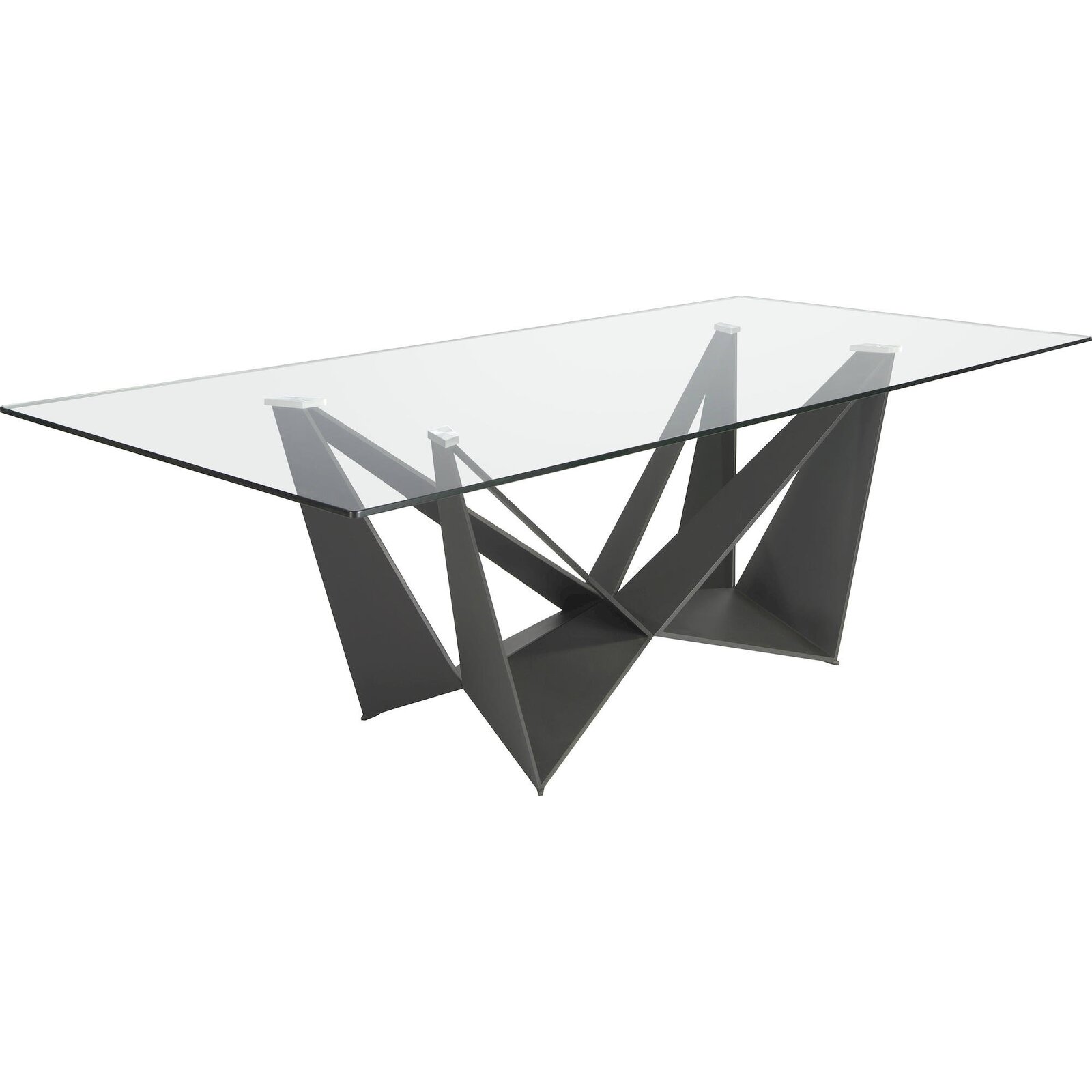 Table De Repas Verre 240x120 Angel Cerda - Noir Mat Et Verre Transparent