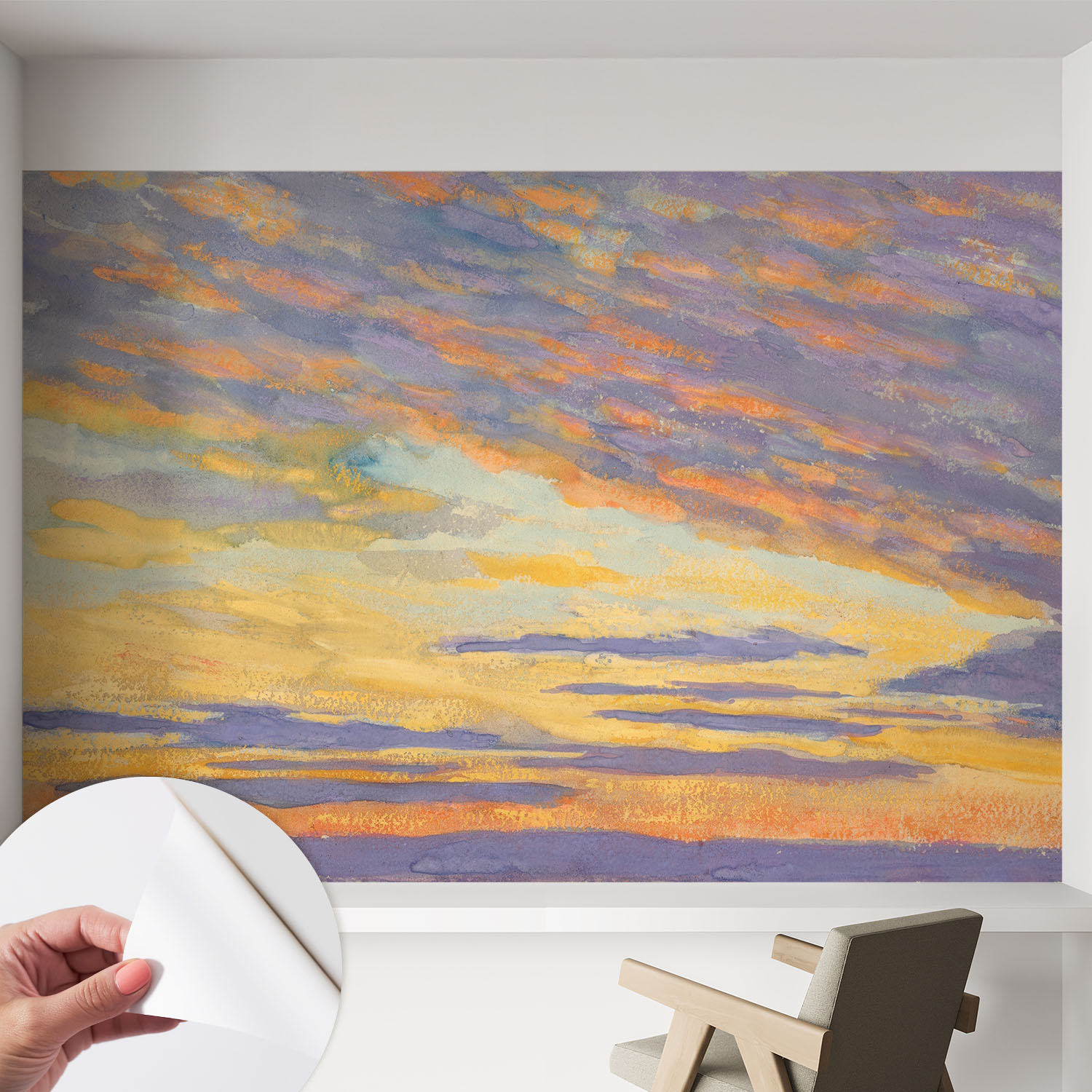 Papier Peint Autocollant Décoratif À Motifs Pour Salon Chambre Et Bureau Tapete Adhésif Pour Décoration Ciel Pastel 152x104 Cm