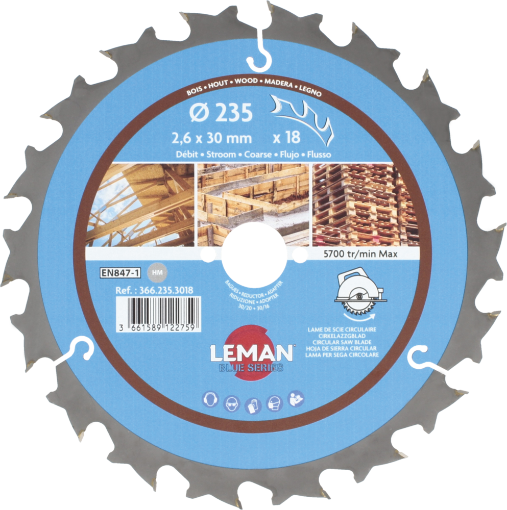 Lame Circ.hm Chantier D235x2.6x30 Z=18 Alt Pos+ar - 366.235.3018 - Leman