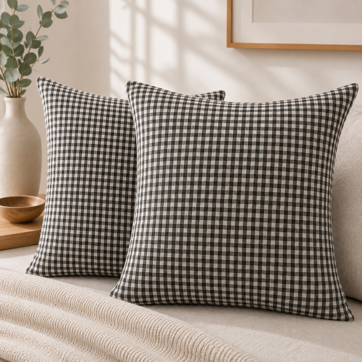 Lot De 2 Taies D'Oreiller 60 X 60 Cm Double Gaze De Coton Vickie Truffe