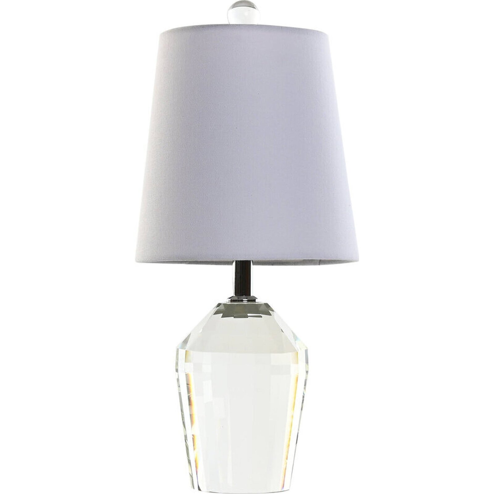 Lampe Élégante En Verre Et Lin Pour Ambiance Raffinée - Transparent Avec Abat-jour Blanc