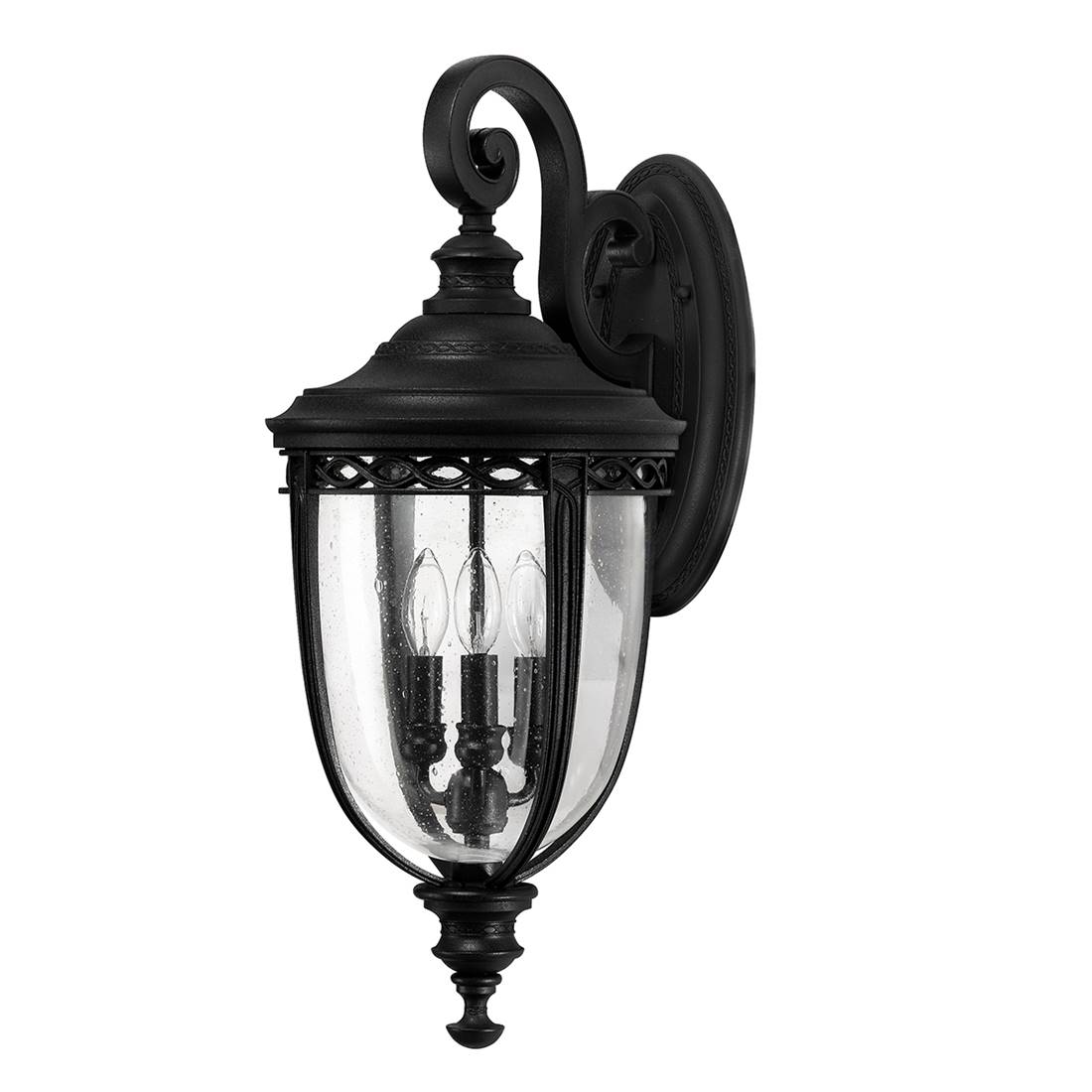 Elstead English Bridle - Grande Lanterne Murale Extérieure À 3 Ampoules, Noir Ip44, E14
