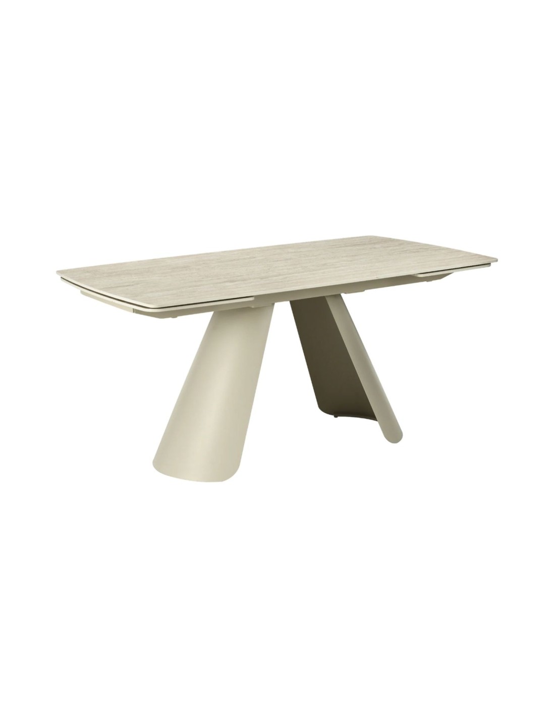 Table De Salle À Manger Extensible Covy 160 À 240 Cm En Céramique Champagne Et Métal - 6 Places