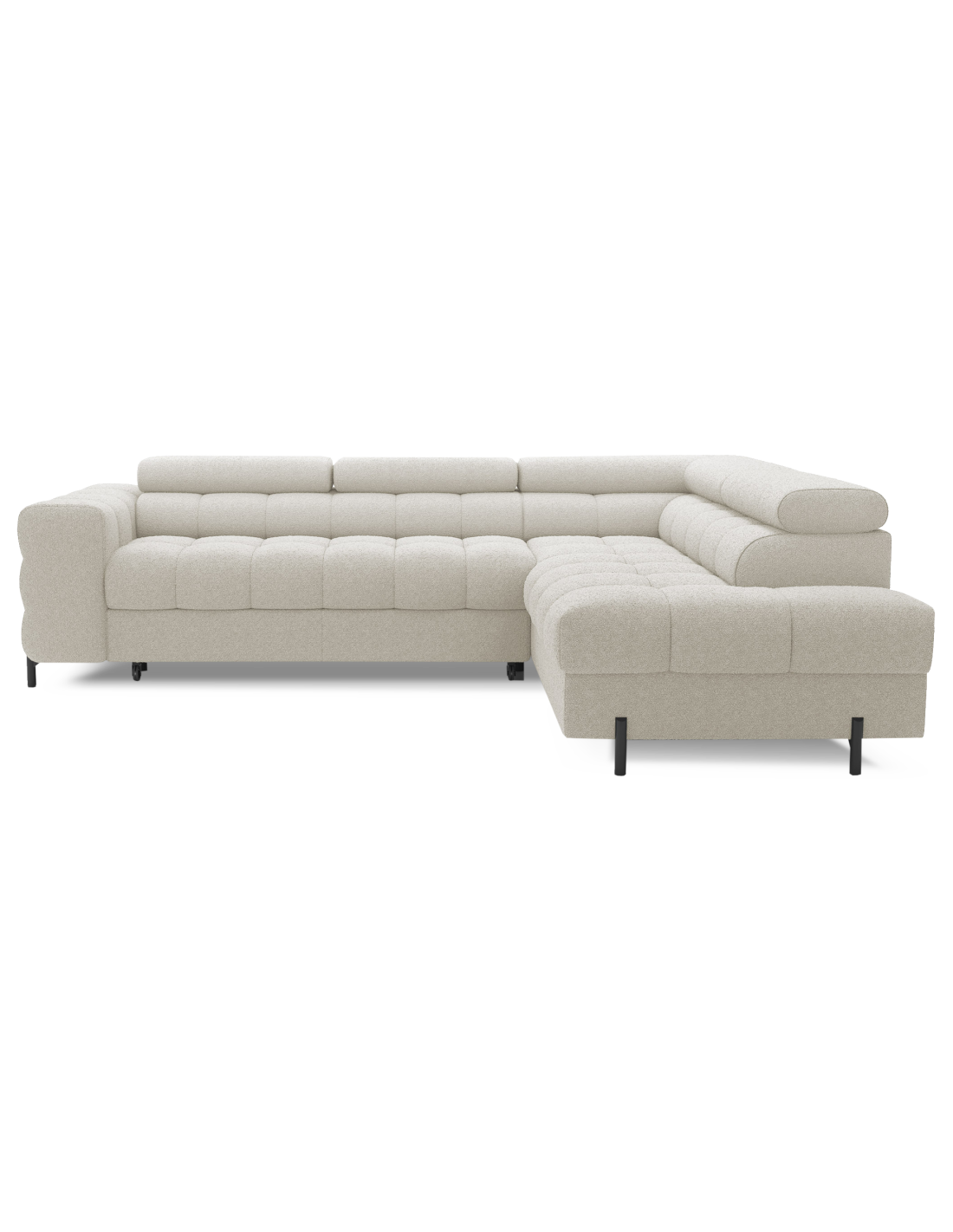 Canapé Ferrum Beige Clair Convertible 5 Places Angle Droit Avec Coffre 276x93x200cm