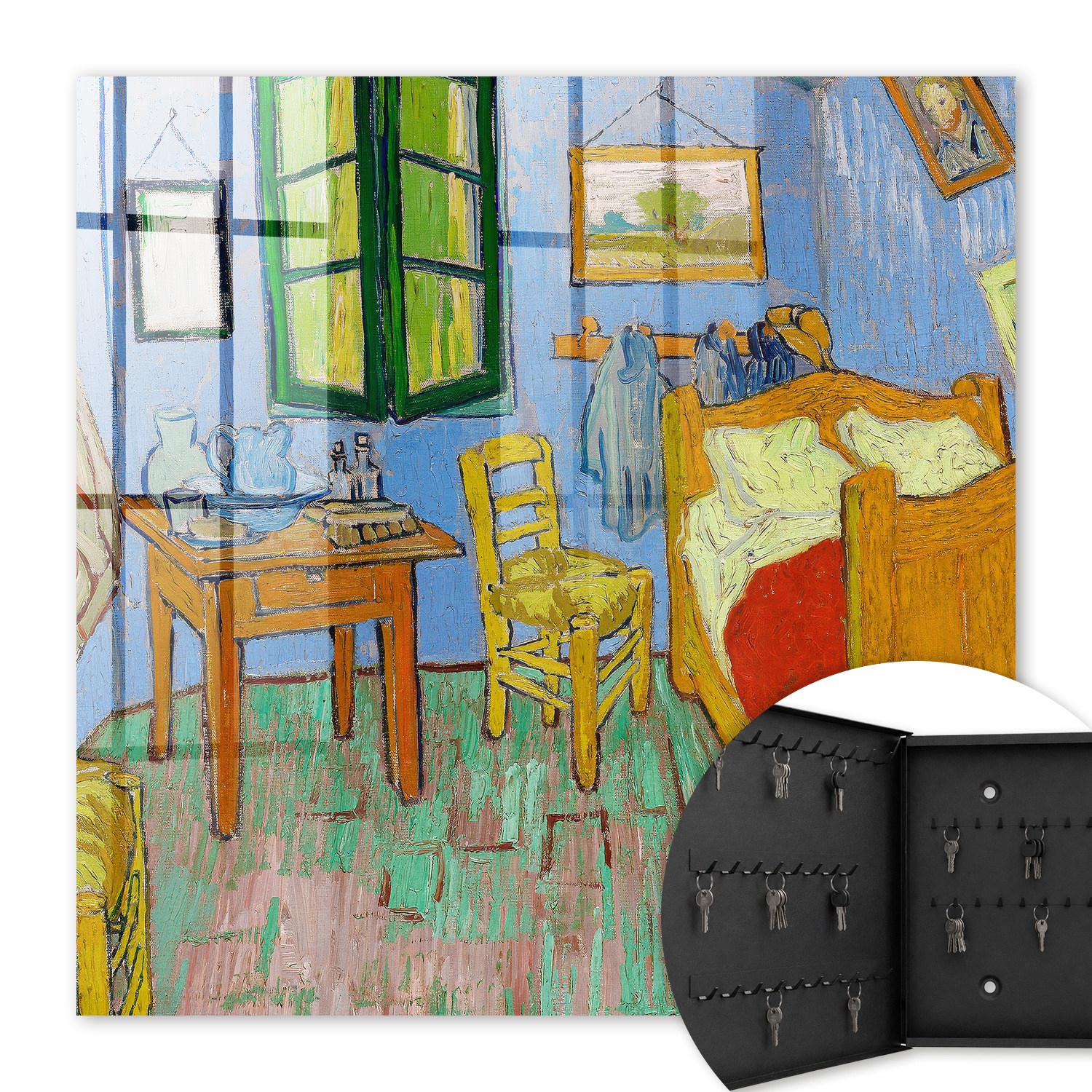 Armoire À Clés - (30 Cm X 30 Cm) - Boîte À Clés Murale - Coffret De Rangement Pour Clés - Couleur Noire - Ouverture Vers La Gauche - Pour Maison Et Bureau - Chambre Confortable