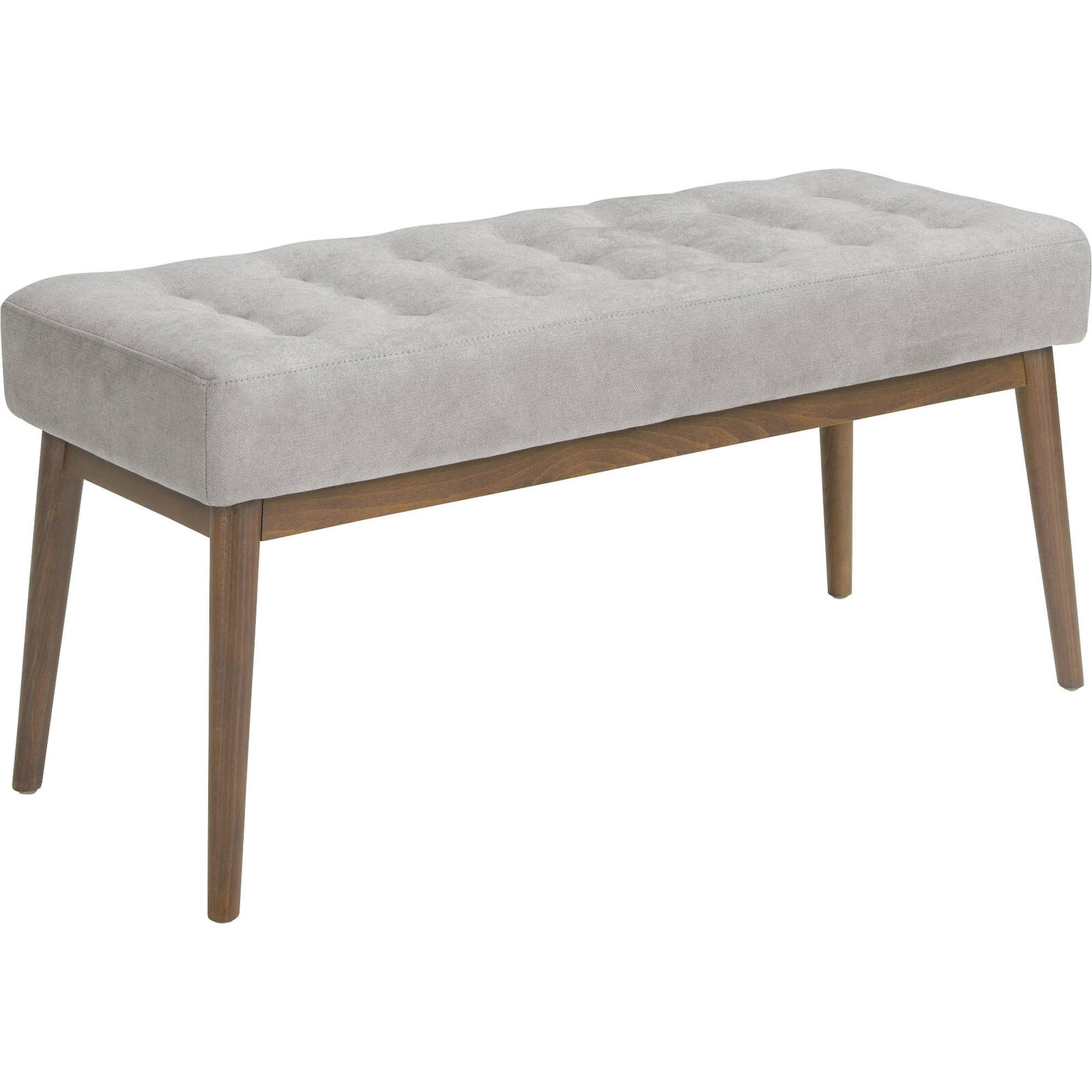 Tabouret Rembourré Tissu Gris Et Pieds Noyer Angel Cerda - Gris Nuancé De Noyer