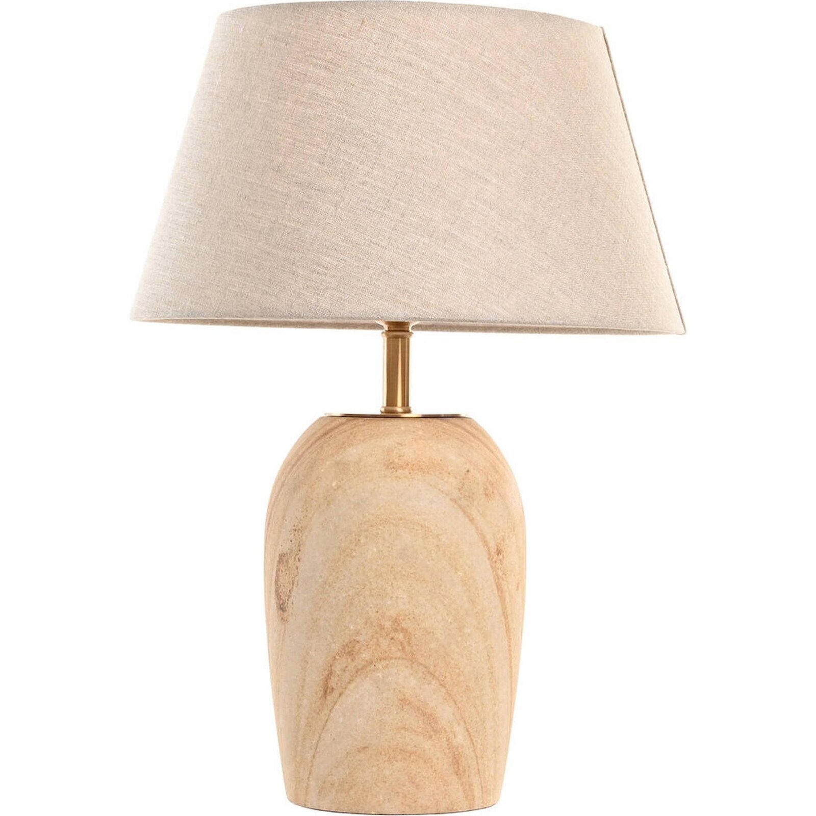 Lampe De Table En Laiton Et Bois Finition Beige Doré Élégante - Beige Bois Naturel Et Laiton Doré