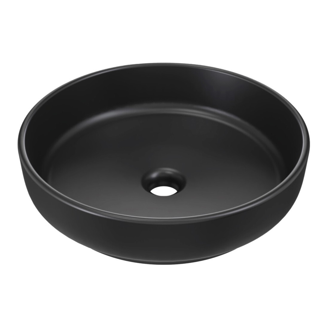 Vasque À Poser Ronde 40 Cm En Céramique Noire Mate
