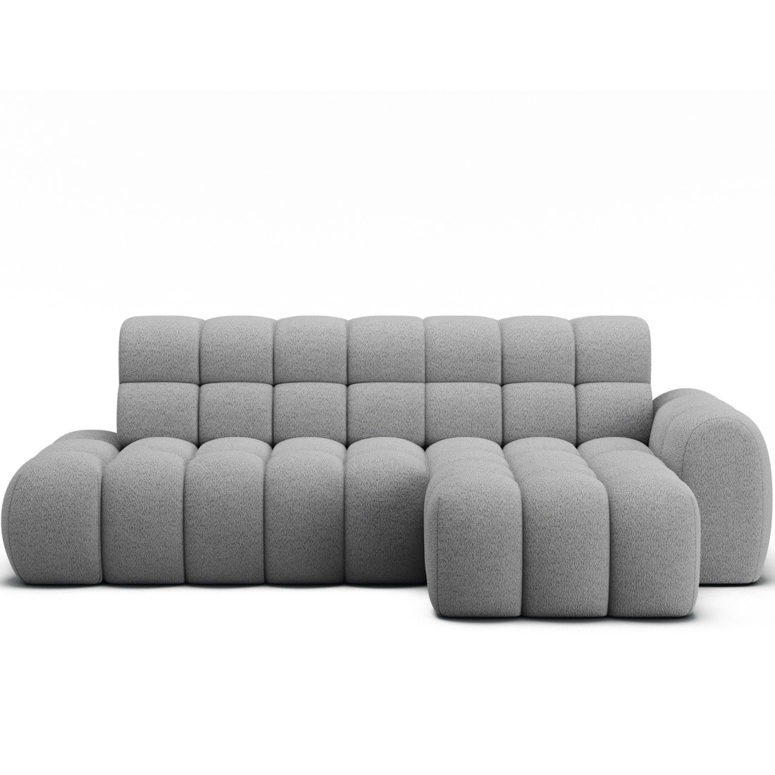 Canapé D'Angle Convertible Bulla 3 Places Gris - Tissu Bouclette Avec Extension D'Assise Électrique