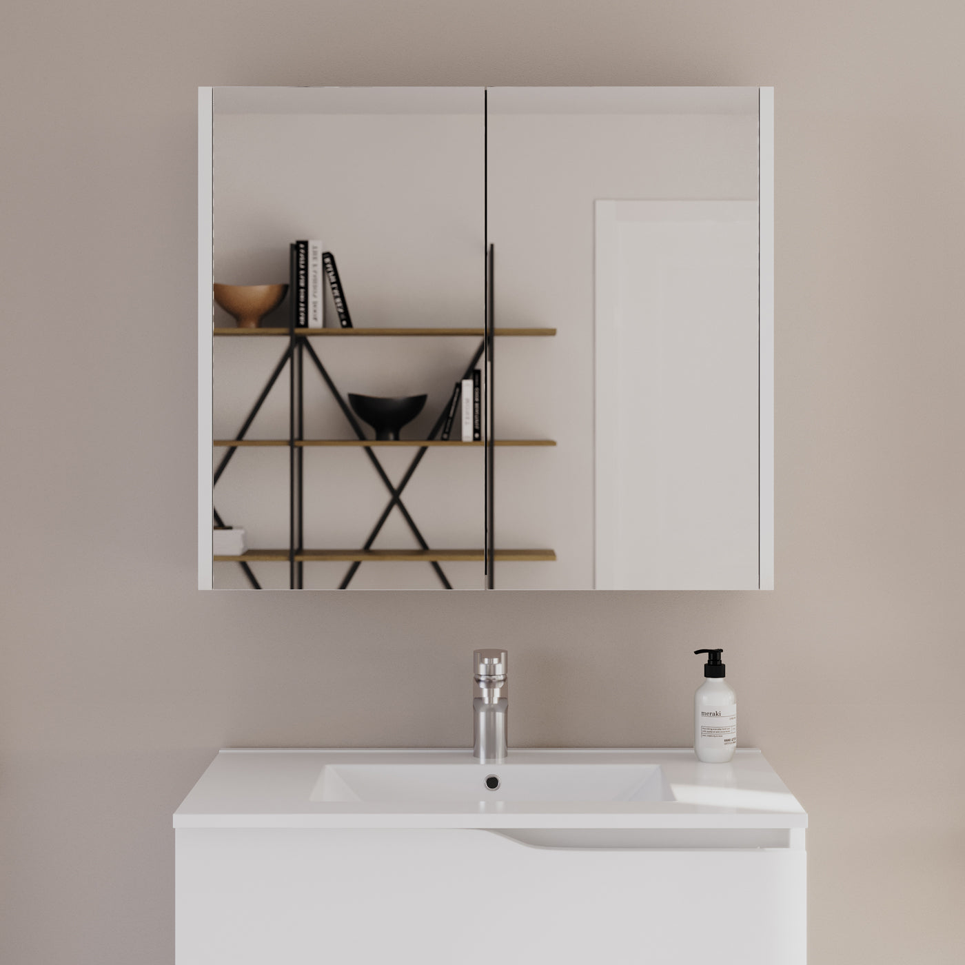 Armoire De Toilette Miroir 80x70cm - Blanc - Mirano