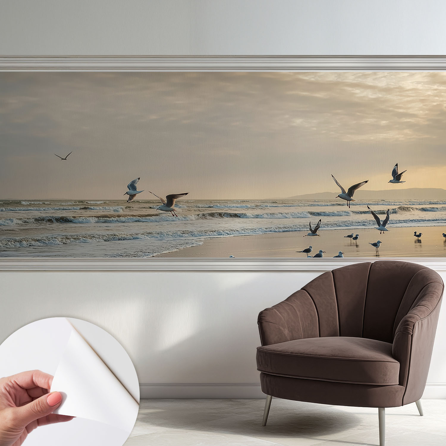 Papier Peint Adhésif Décoratif Pour Chambre Et Salon Design Moderne À Poser Facilement Calme Côtier 250x104 Cm