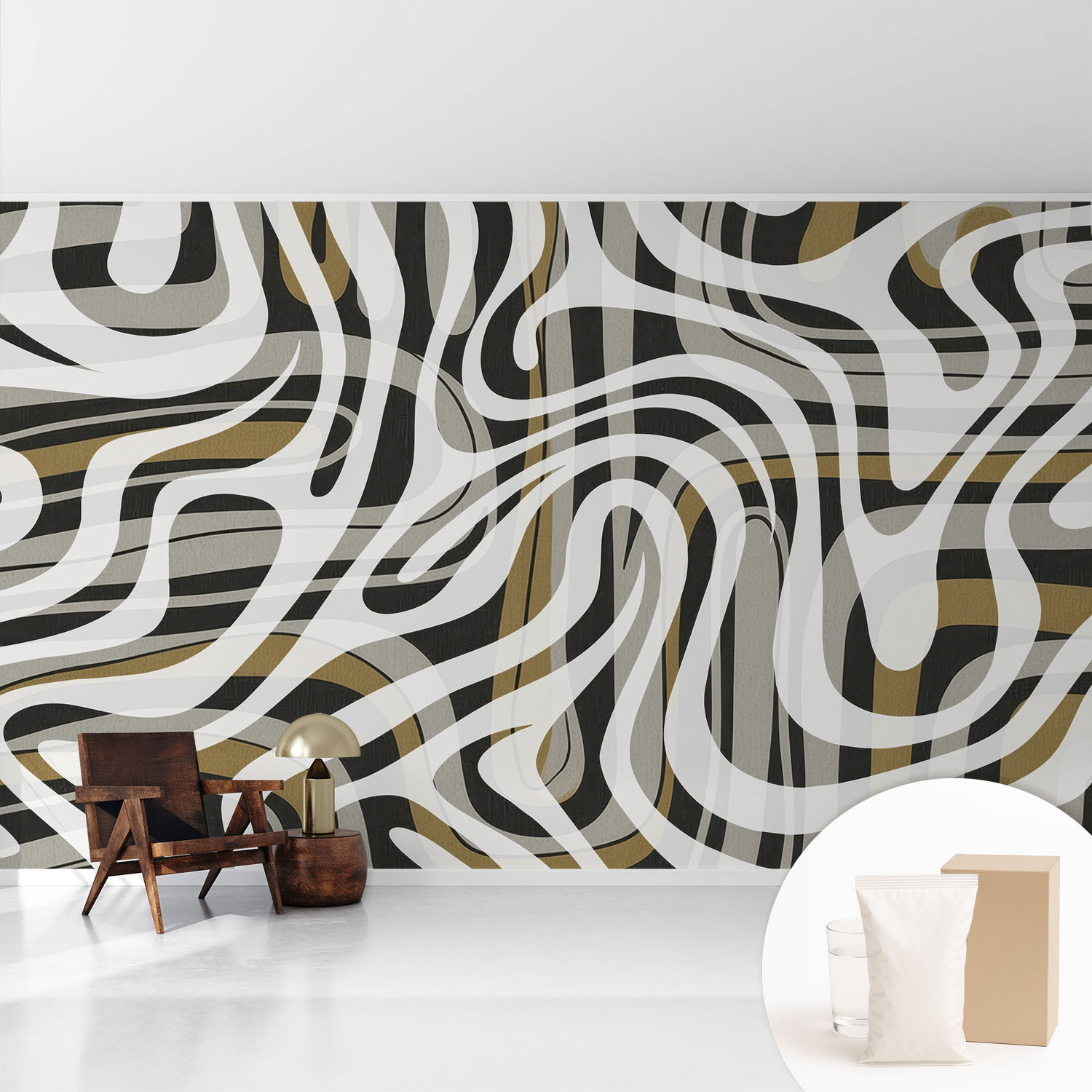 Papier Peint Avec Colle Pour Décoration Moderne De Salon Chambre À Coucher Cuisine Et Bureau Facile Lignes Abstraites 416x254 Cm