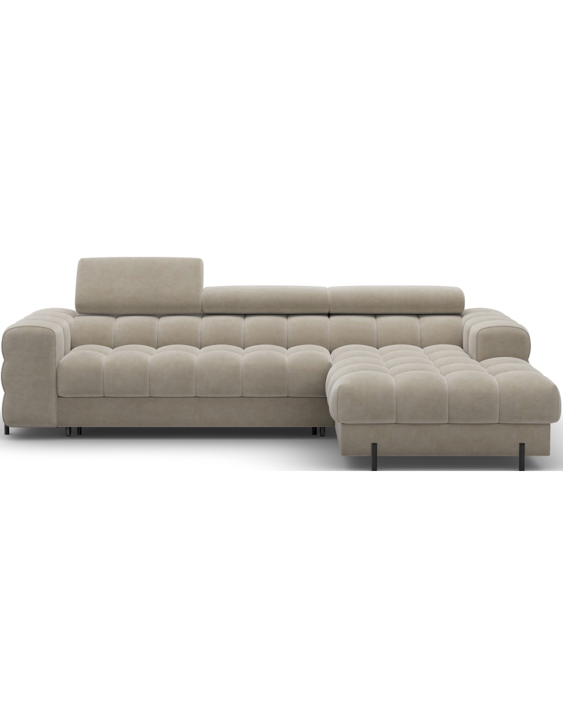 Canapé D'Angle Droit Convertible Beige Design Élégant 285x99x181cm Filtro