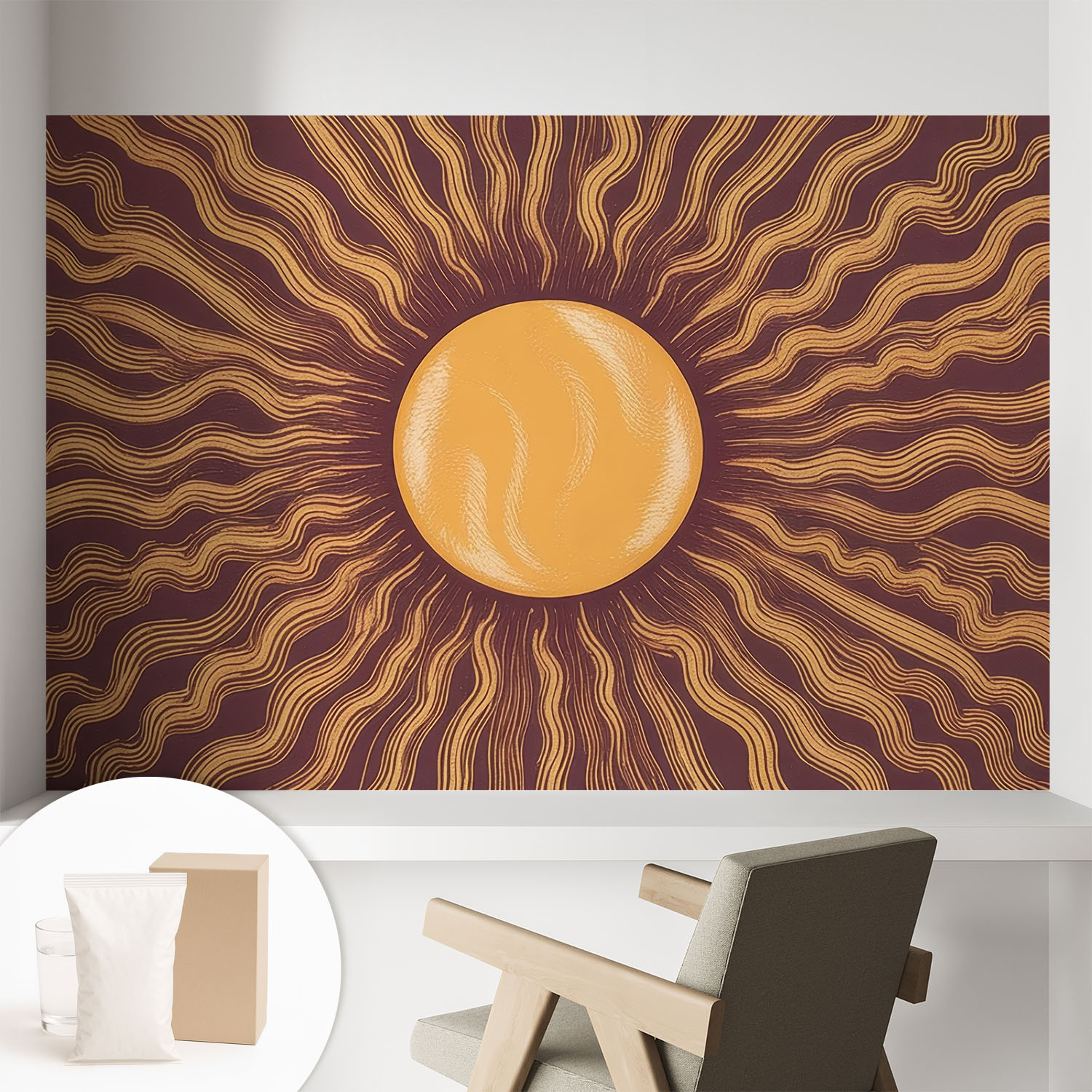 Papier Peint Avec Colle Pour Décoration Moderne De Salon Chambre À Coucher Cuisine Et Bureau Facile Rayons De Soleil 104x70 Cm