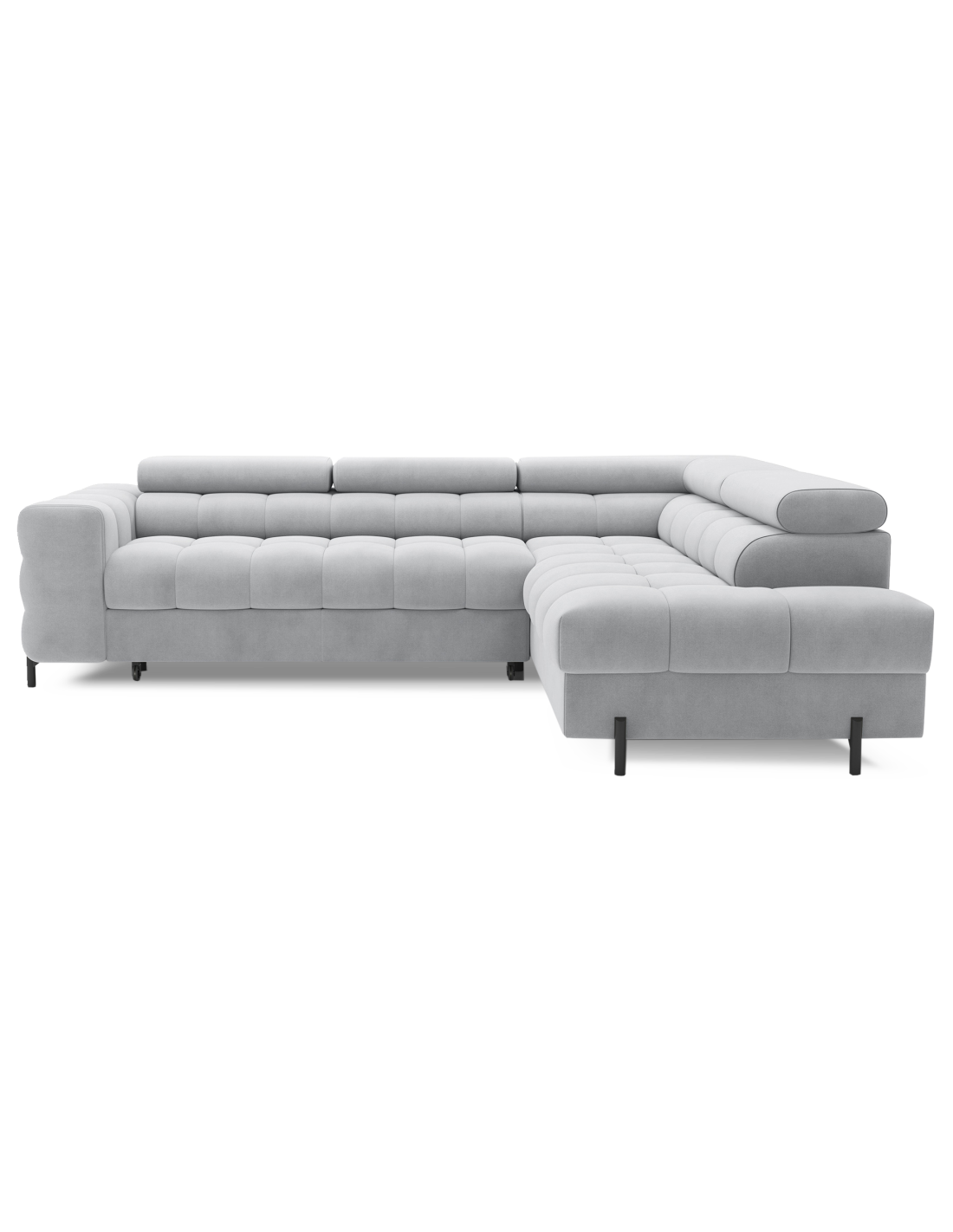 Canapé Ferrum Gris Clair Convertible 5 Places Angle Droit Pieds Métal 276x93x200cm