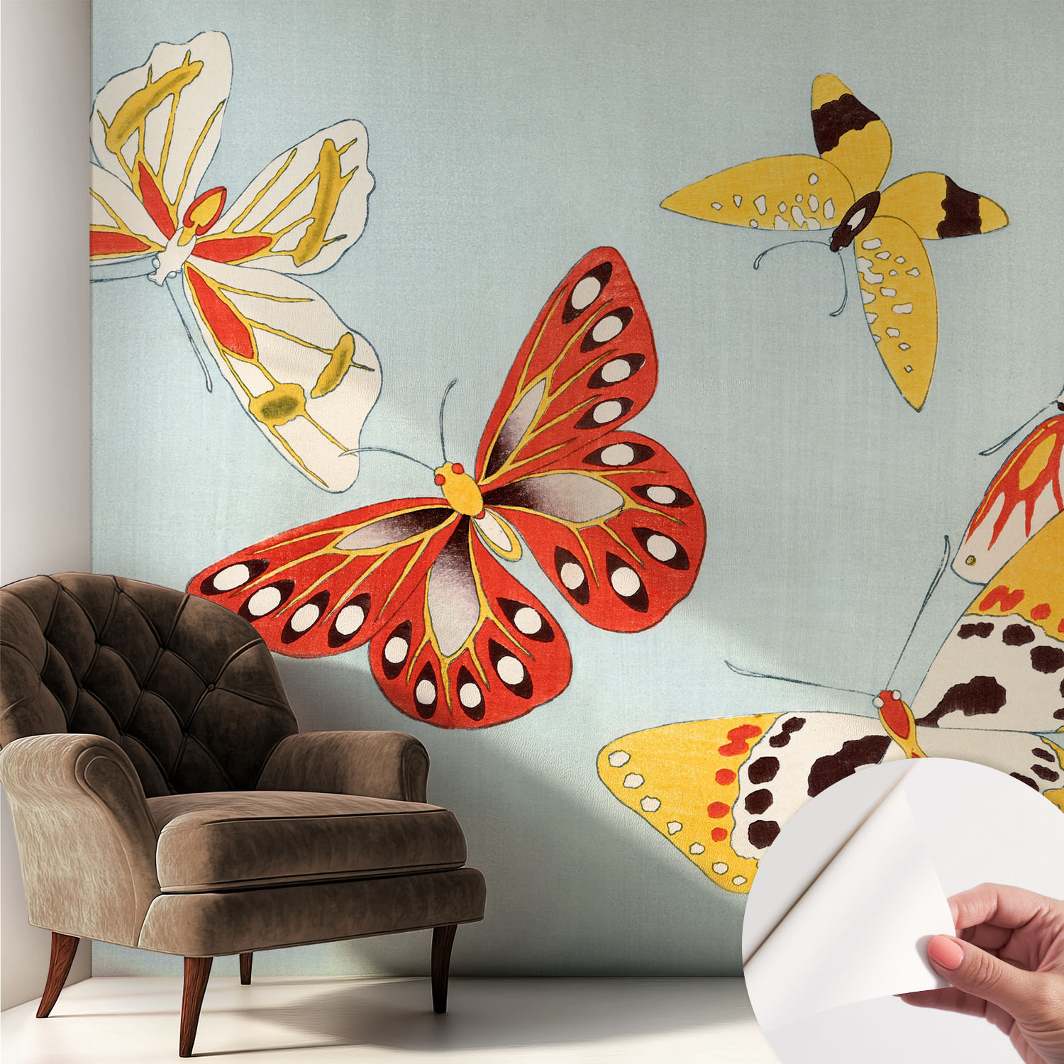 Papier Peint Autocollant Avec Imprimé Pour Intérieur Moderne Application Facile A Motif Papillons Artistiques 250x250 Cm