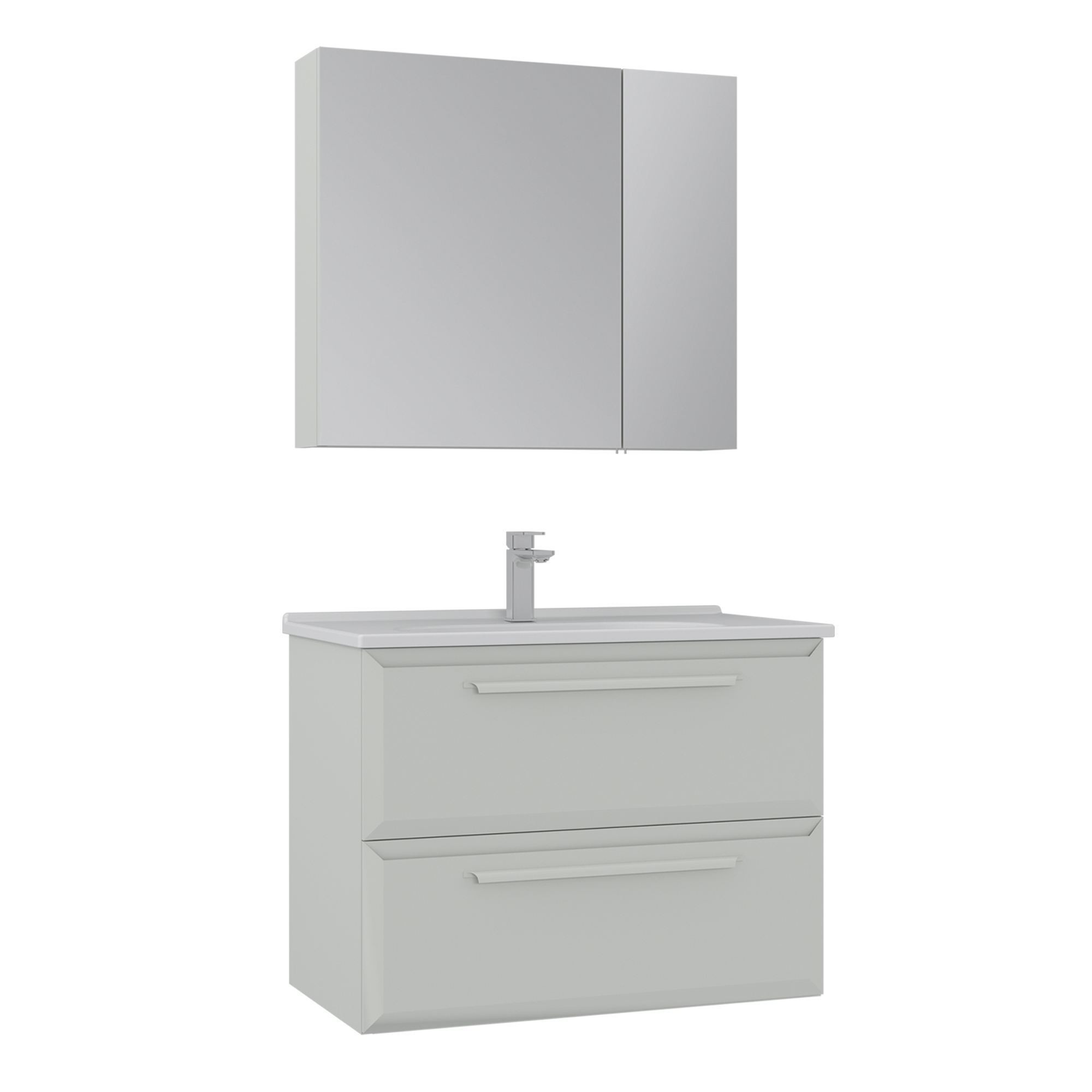 Meuble Avec Simple Vasque Et Miroir "nuvola 80 V2" - 80 X 50 X 62 Cm - Cashmere