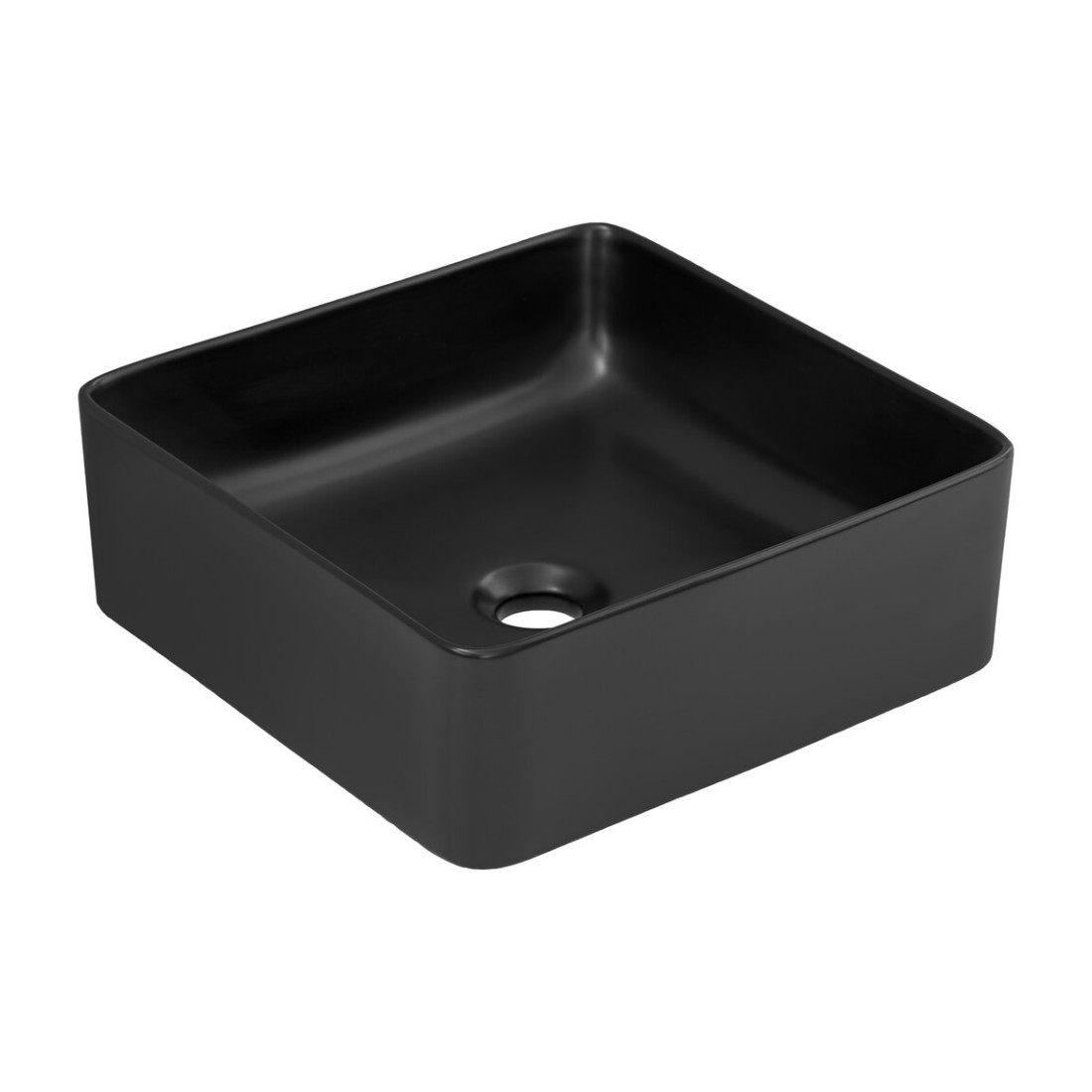 Vasque À Poser Carrée 37x37 Cm En Céramique Noire Mate