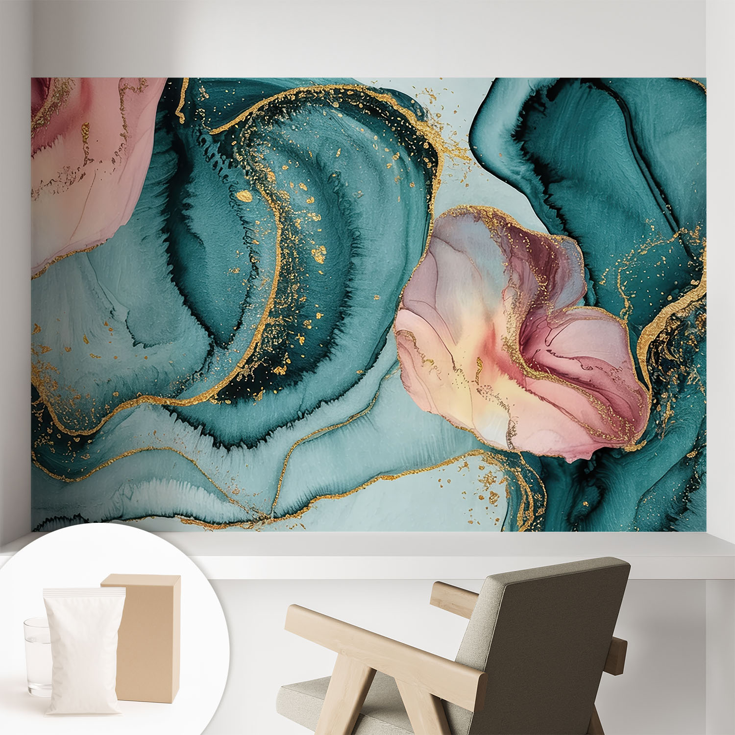 Papier Peint Avec Colle Pour Décoration Moderne De Salon Chambre À Coucher Cuisine Et Bureau Facile Vagues Artistiques 104x70 Cm