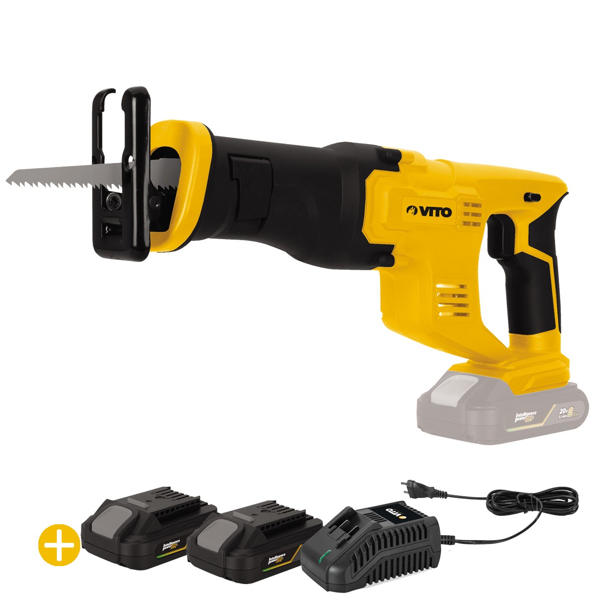 Vito - Scie Sabre Sans Fil 20v + 2 Batteries Lithium 2ah + Chargeur Rapide