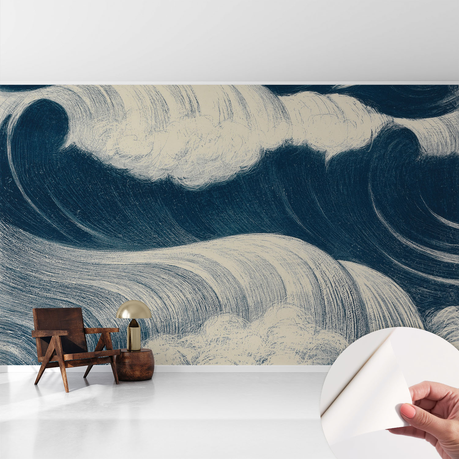Papier Peint Autocollant Avec Imprimé Pour Intérieur Moderne Application Facile A Motif Vagues De La Mer 416x254 Cm