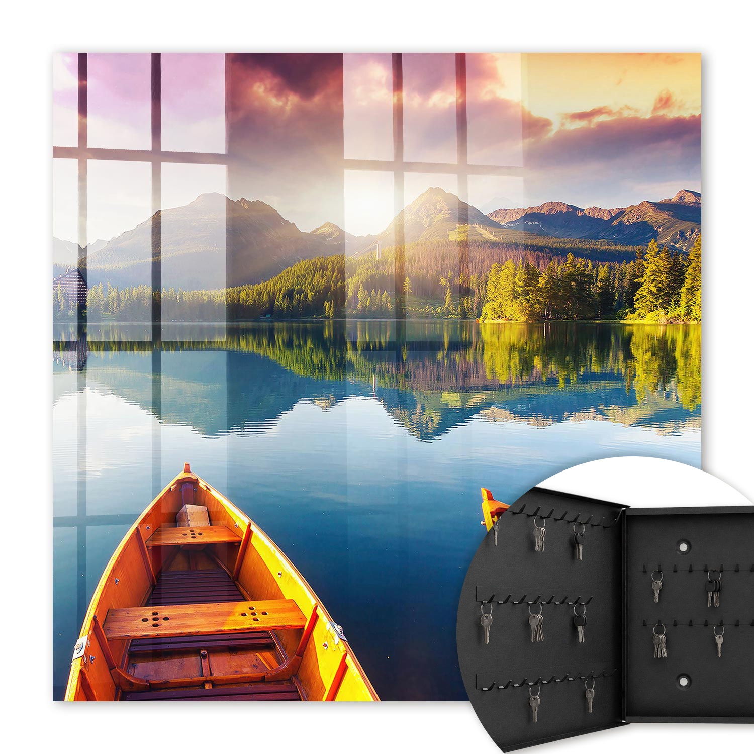 Armoire À Clés - (30 Cm X 30 Cm) - Boîte À Clés Murale - Coffret De Rangement Pour Clés - Couleur Noire - Ouverture Vers La Gauche - Pour Maison Et Bureau - Paix De La Montagne