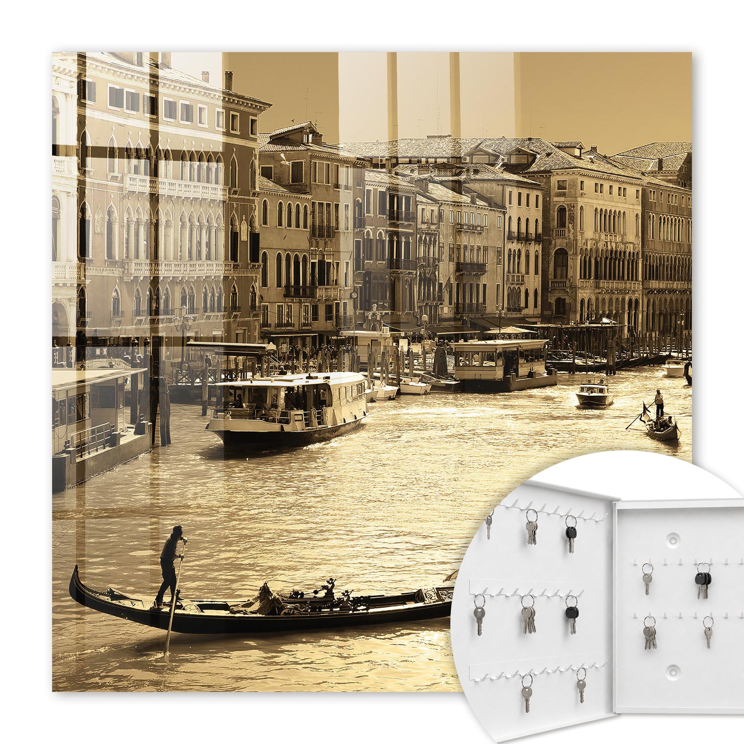 Armoire À Clés - (30 Cm X 30 Cm) - Boîte À Clés Murale - Coffret De Rangement Pour Clés - Couleur Blanche - Ouverture Vers La Gauche - Pour Maison Et Bureau - Charme Urbain