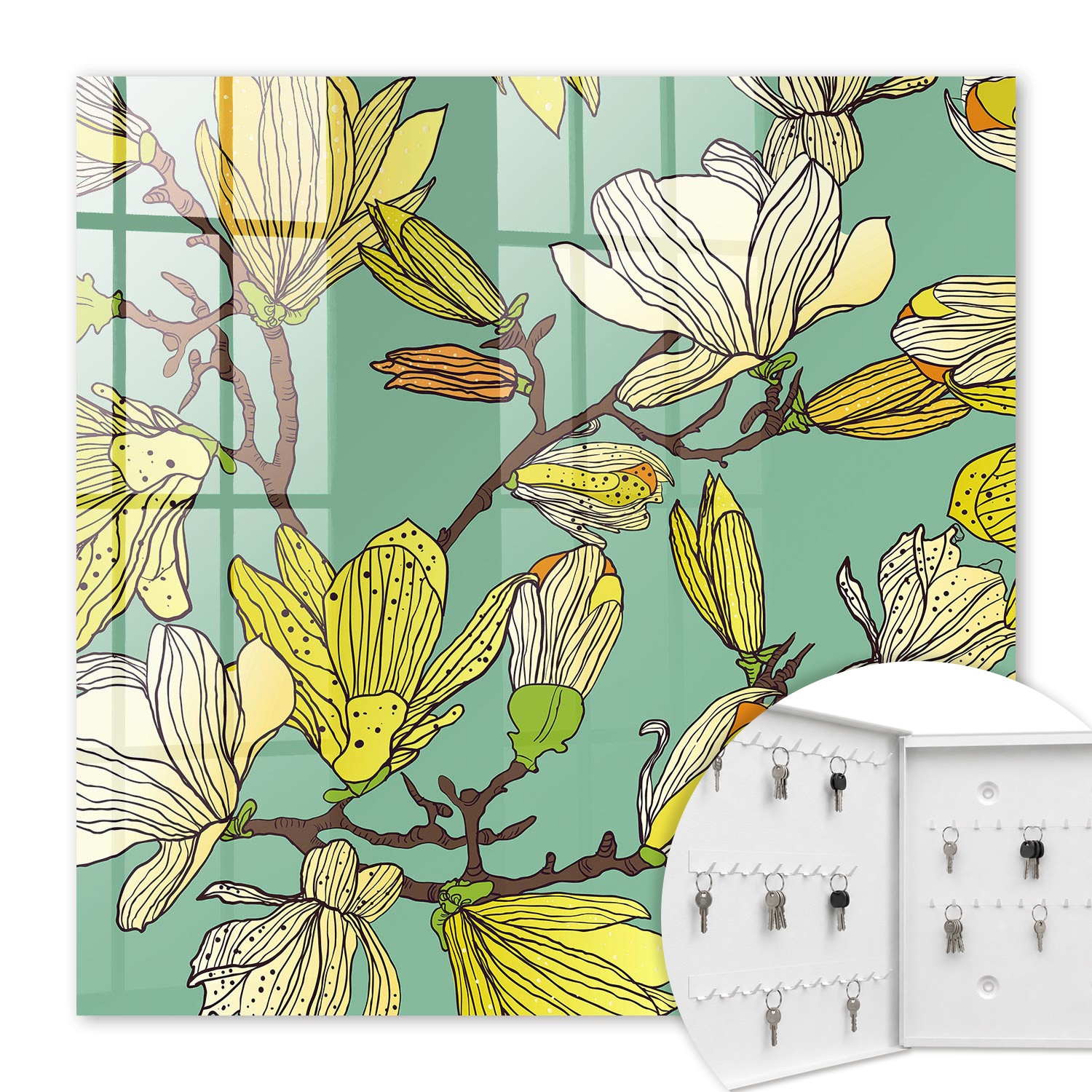 Armoire À Clés - (30 Cm X 30 Cm) - Boîte À Clés Murale - Coffret De Rangement Pour Clés - Couleur Blanche - Ouverture Vers La Gauche - Pour Maison Et Bureau - La Nature Vivante