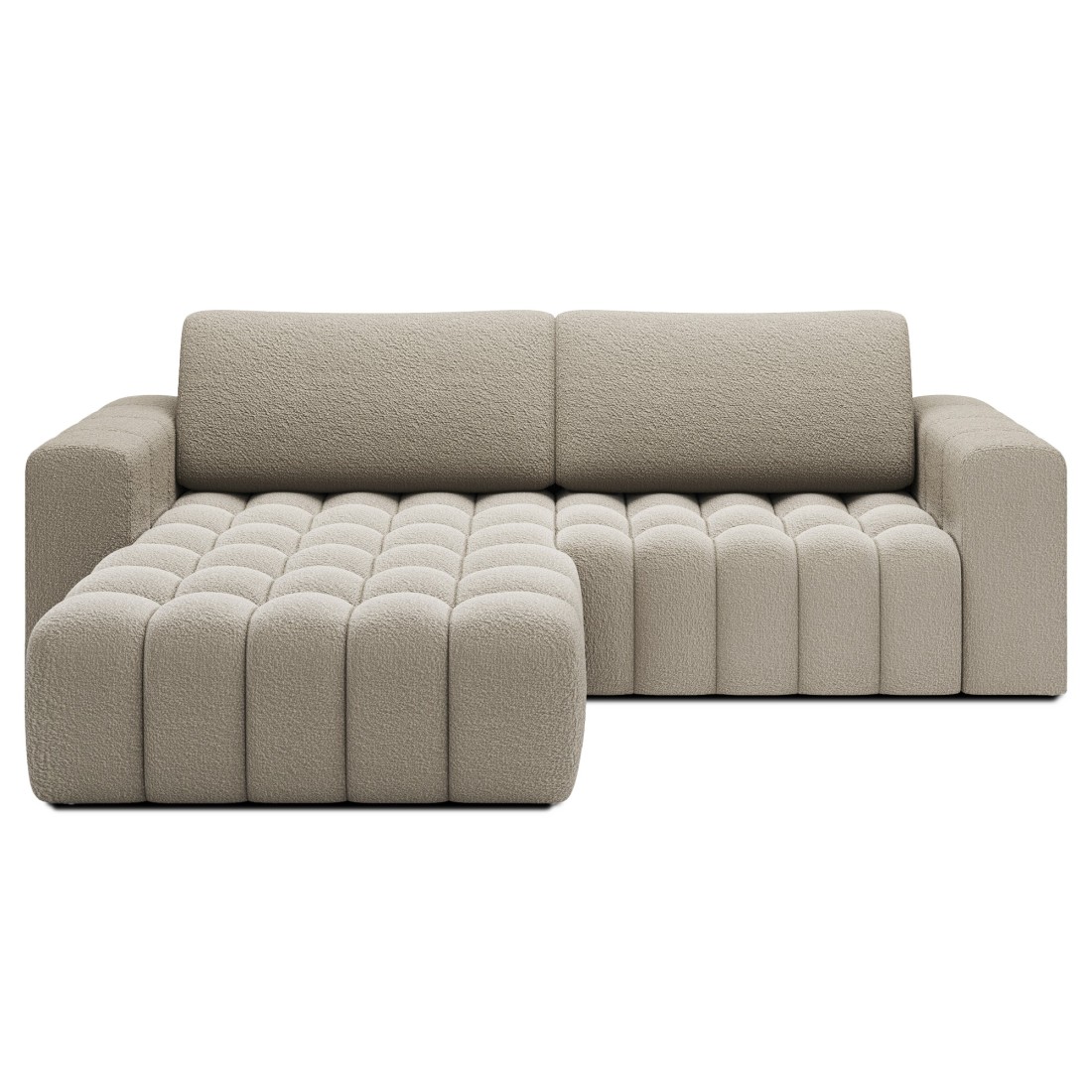 Canapé D'Angle Convertible Dory Beige Foncé 250 Cm Avec Coffre De Rangement Angle Droit