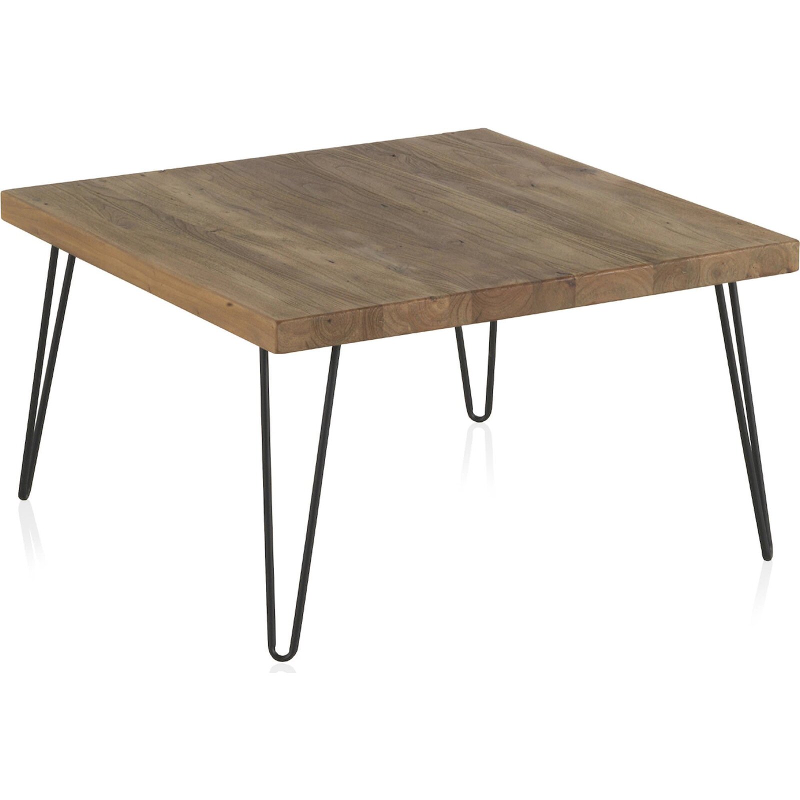 Table Basse Bois D'Orme Vieilli Et Pieds Métal Style Industriel - Bois Naturel Et Métal Noir