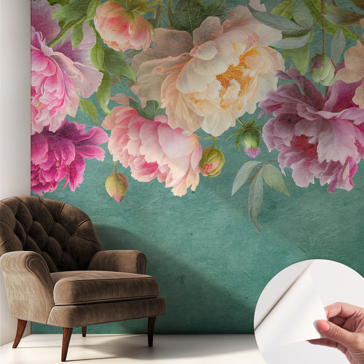 Papier Peint Adhésif Décoratif Pour Salon Chambre Et Cuisine Facile À Poser Avec Colle Élégance Florale 250x250 Cm
