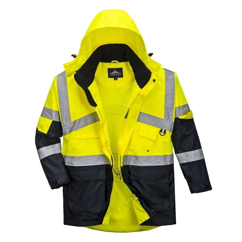Parka Bicolore Respirant Hi-vis Jaune/marine Xl
