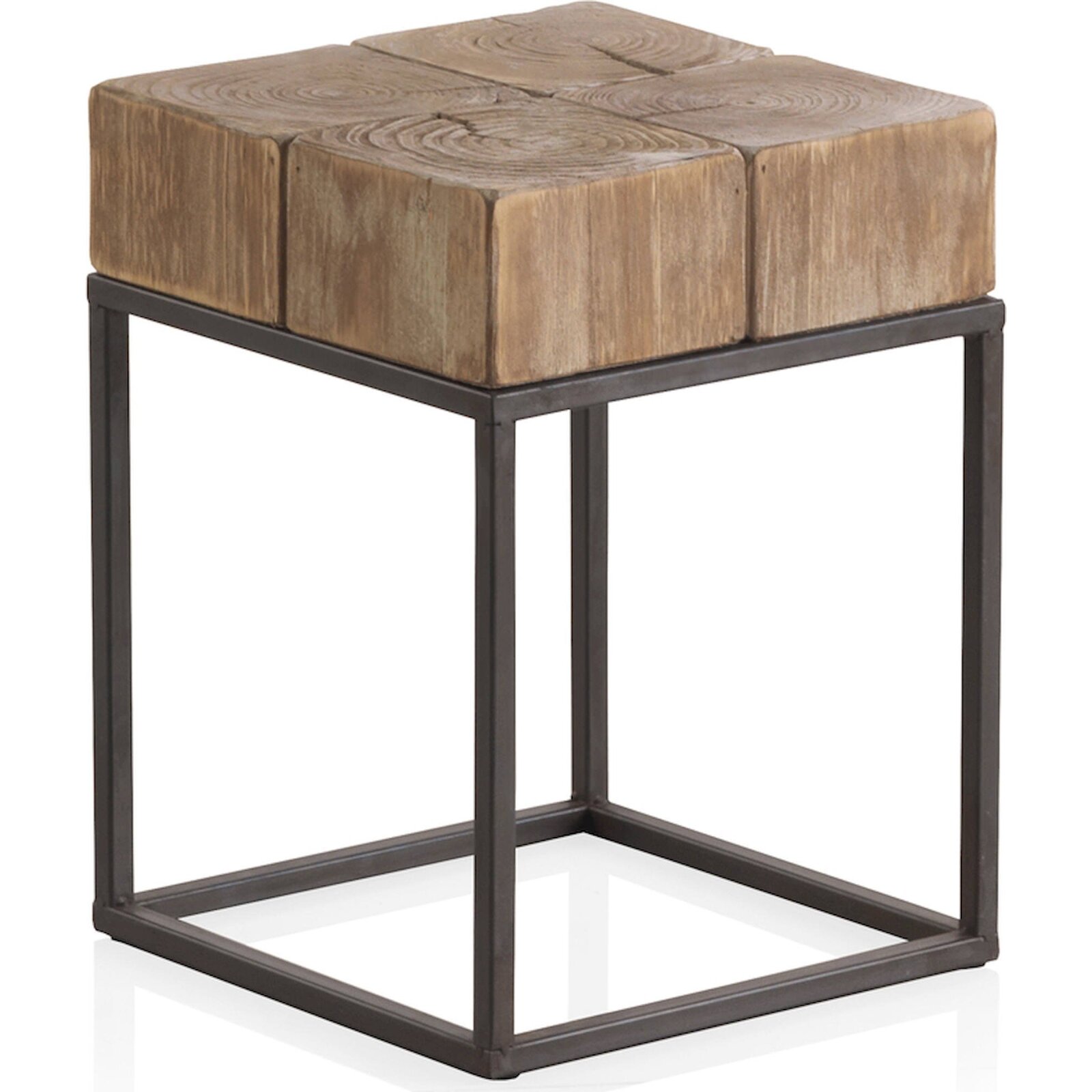 Tabouret Bois Et Métal Style Industriel Finition Naturelle - Bois Naturel Et Métal Noir