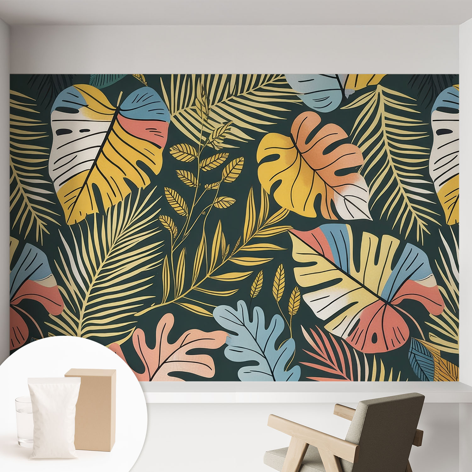 Papier Peint Intissé Décoratif Avec Motifs Pour Salon Et Chambre A Motif - Colle Incluse Gratuite Énergie Tropicale 152x104 Cm