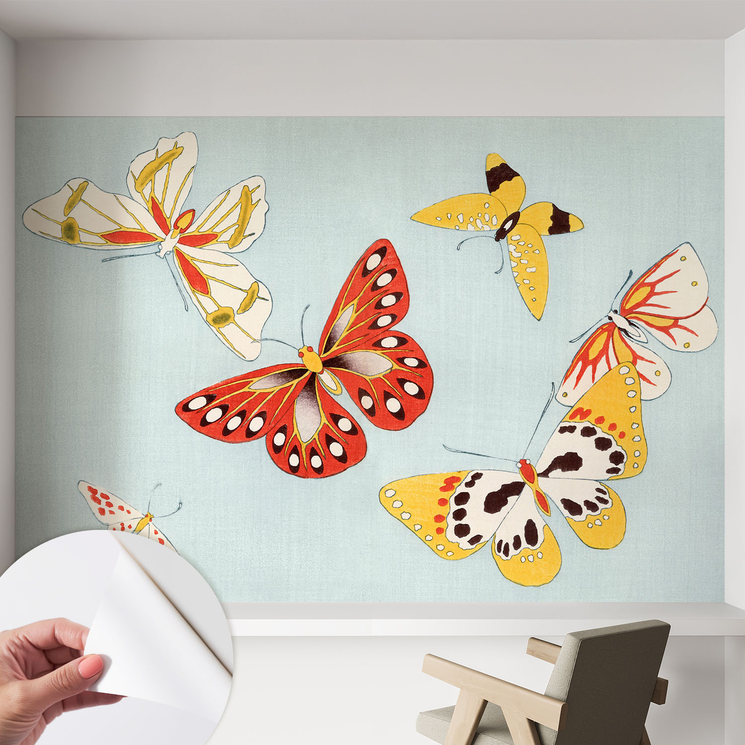 Papier Peint Autocollant Avec Imprimé Pour Intérieur Moderne Application Facile A Motif Papillons Artistiques 152x104 Cm