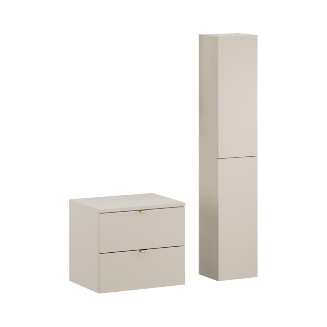 Ensemble De Salle De Bain Bella: Meuble Sous Vasque 60cm + Plan Pour Vasque + Colonne De Rangement