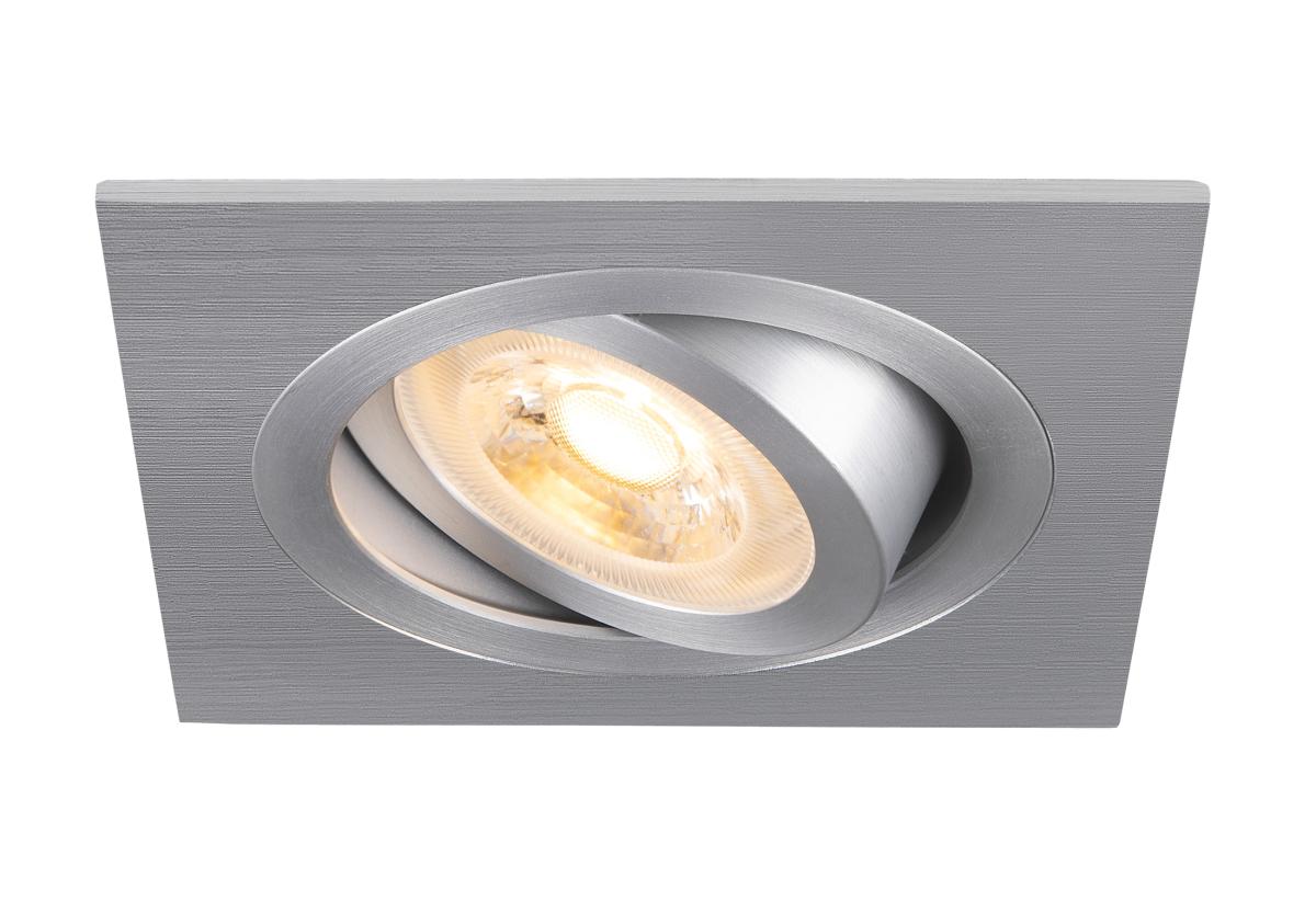 Spot Encastré New Tria® 75 Intérieur Carré Orientable Alu Gu10 10w Ip 20 - Slv - 1007379
