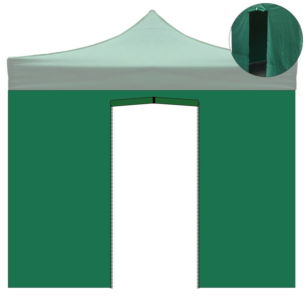 Bâche Latérale Imperméable Verte 3x2m Avec Porte Enroulable Pour Tonnelle Pliable 3x3m