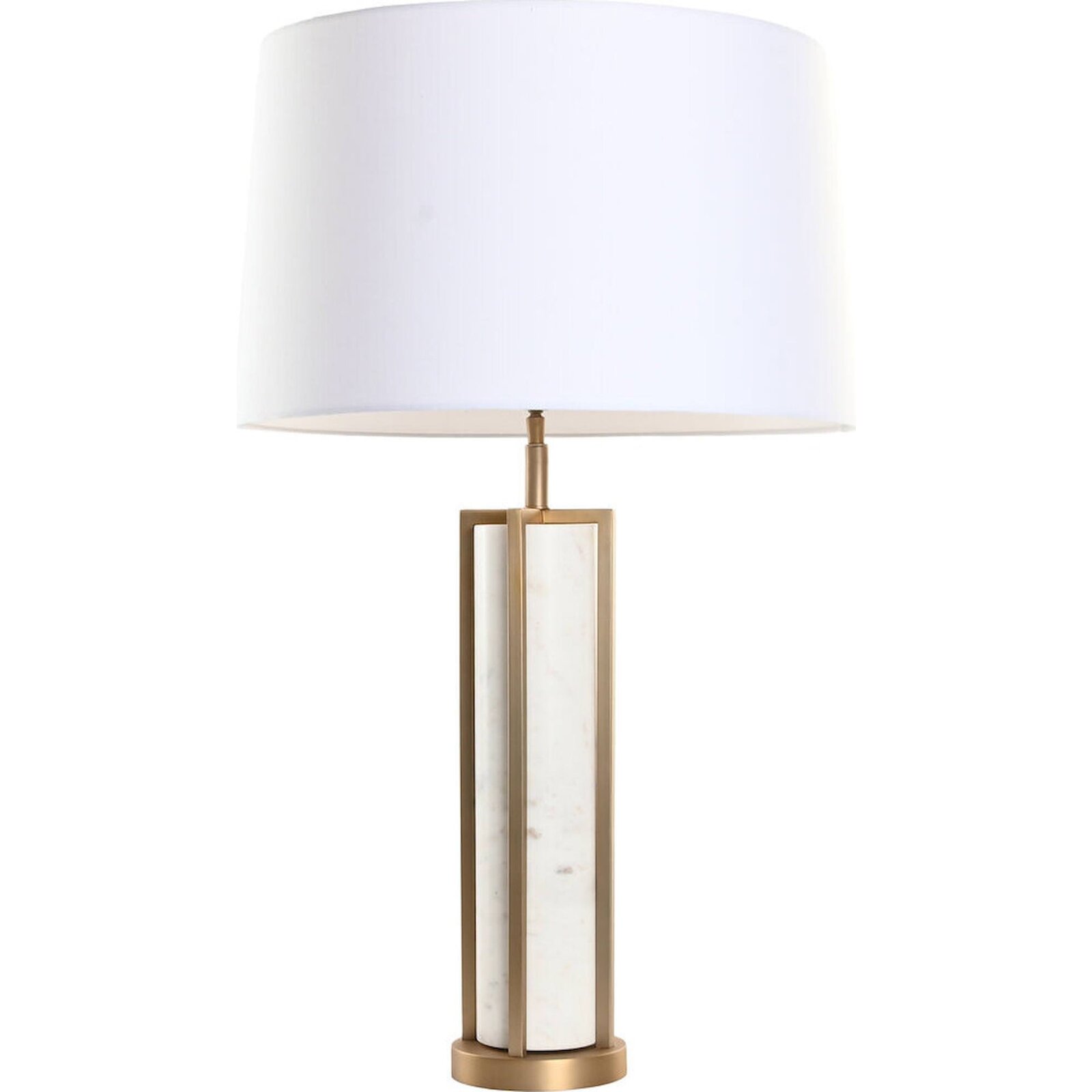 Lampe De Table Élégante Acier Doré Et Marbre Blanc - Blanc Marbre Et Doré Mat