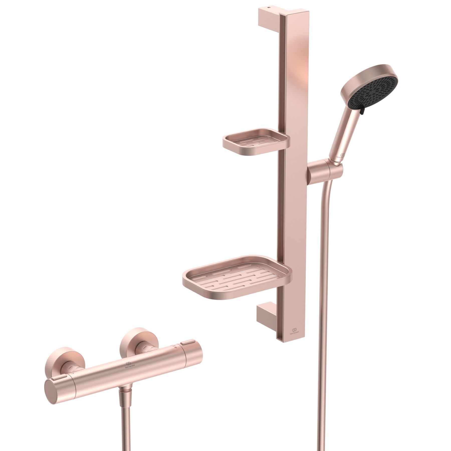 Ideal Standard Ceratherm Alu+ Robinetterie De Douche En Applique Avec Mitigeur Thermostatique Or Rose Mat