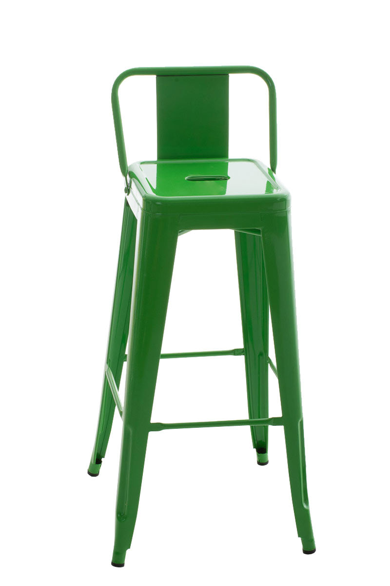 Tabouret De Bar X1 En Métal Vert Style Industriel Moderne Avec Dossier Et Repose-pieds Structure Robuste Hauteur D'assise 77 Cm 100000680