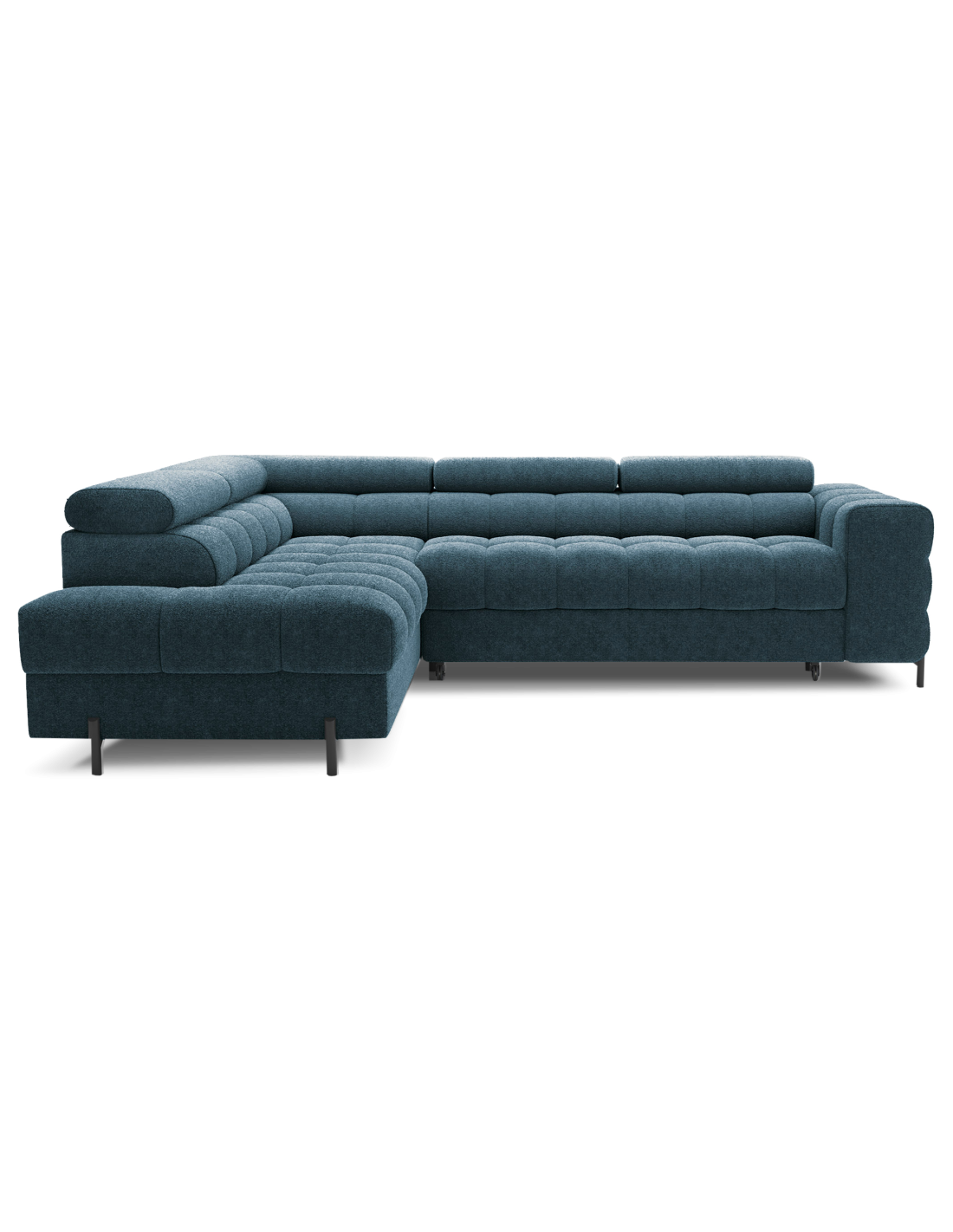 Canapé Convertible Bleu Foncé Ferrum 5 Places Angle Gauche Mousse Hr 276x93x200cm