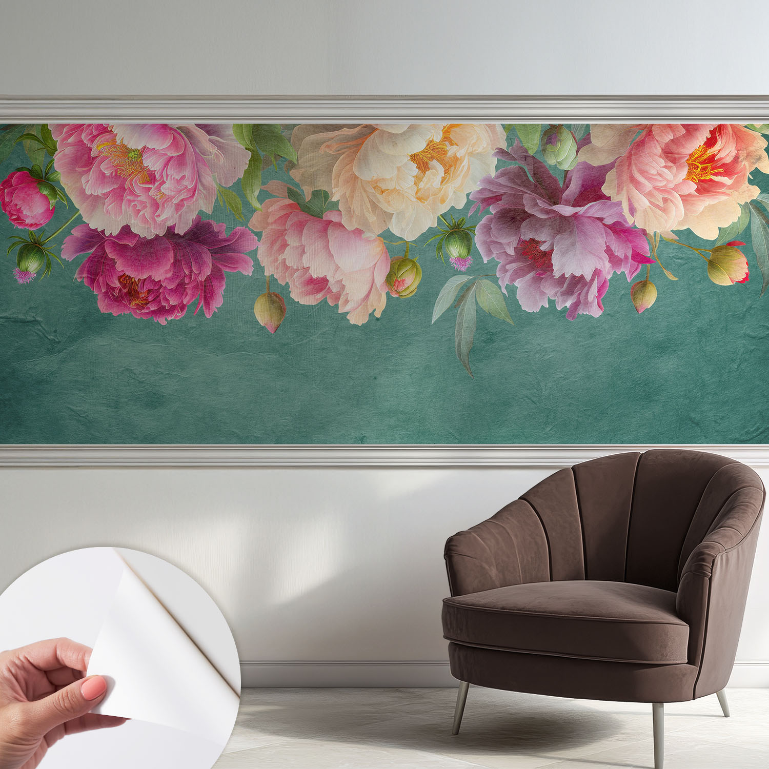 Papier Peint Adhésif Décoratif Pour Salon Chambre Et Cuisine Facile À Poser Avec Colle Élégance Florale 250x104 Cm