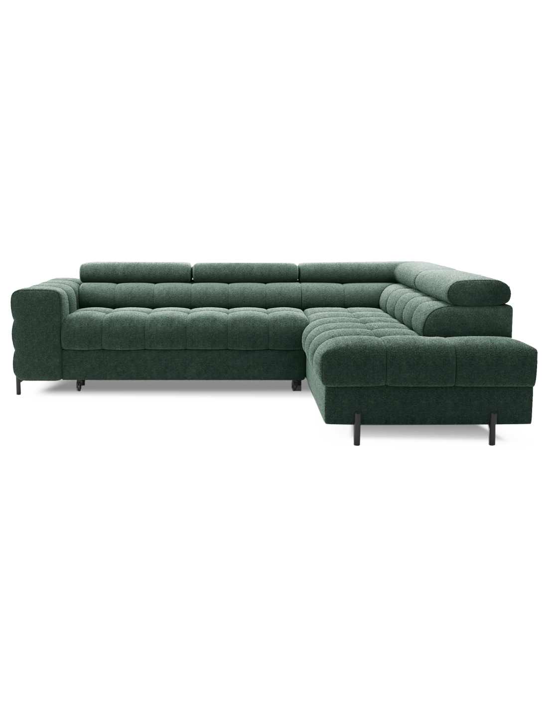 Canapé Convertible Vert Foncé Ferrum 5 Places Angle Droit Style Industriel 276x93x200cm