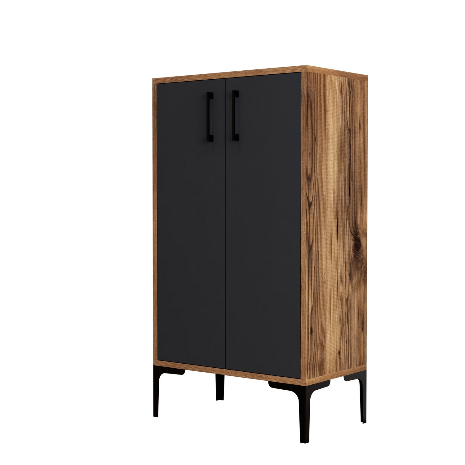 Meuble À Chaussures En Bois "prag" - 60 X 35 X 111 Cm - Gris Anthracite